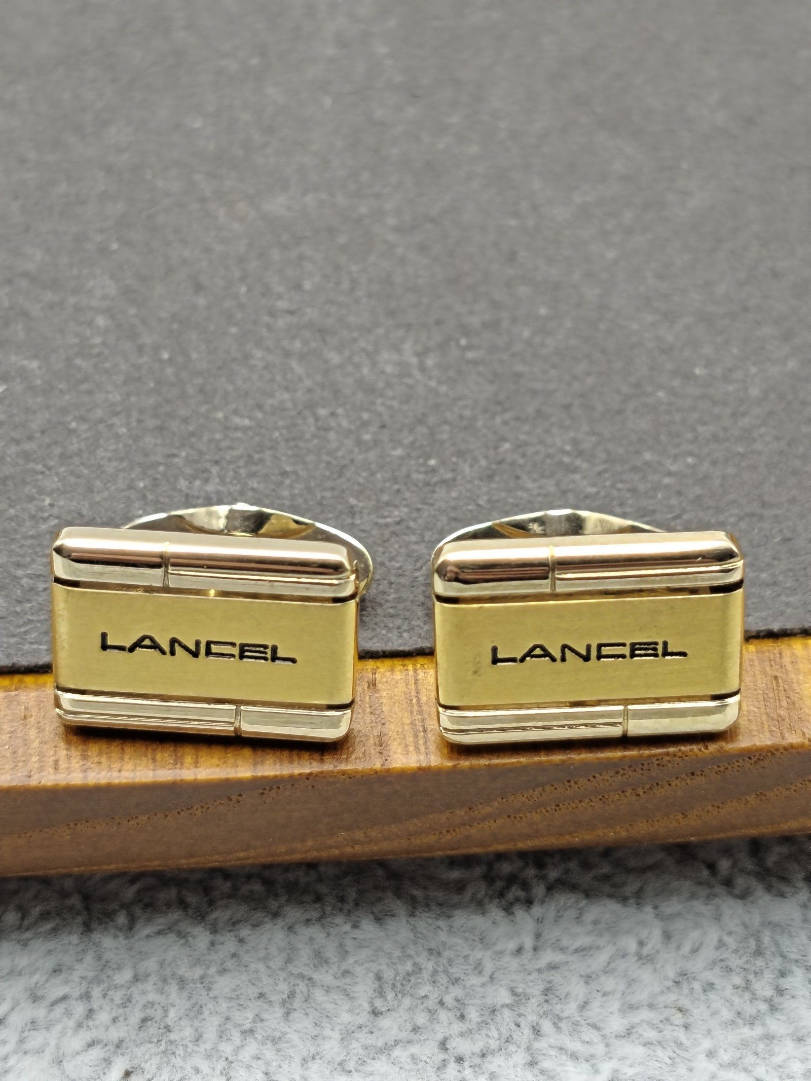 Lancel Gold Tone Tie Clip & Cufflinks Set Unisex image 5