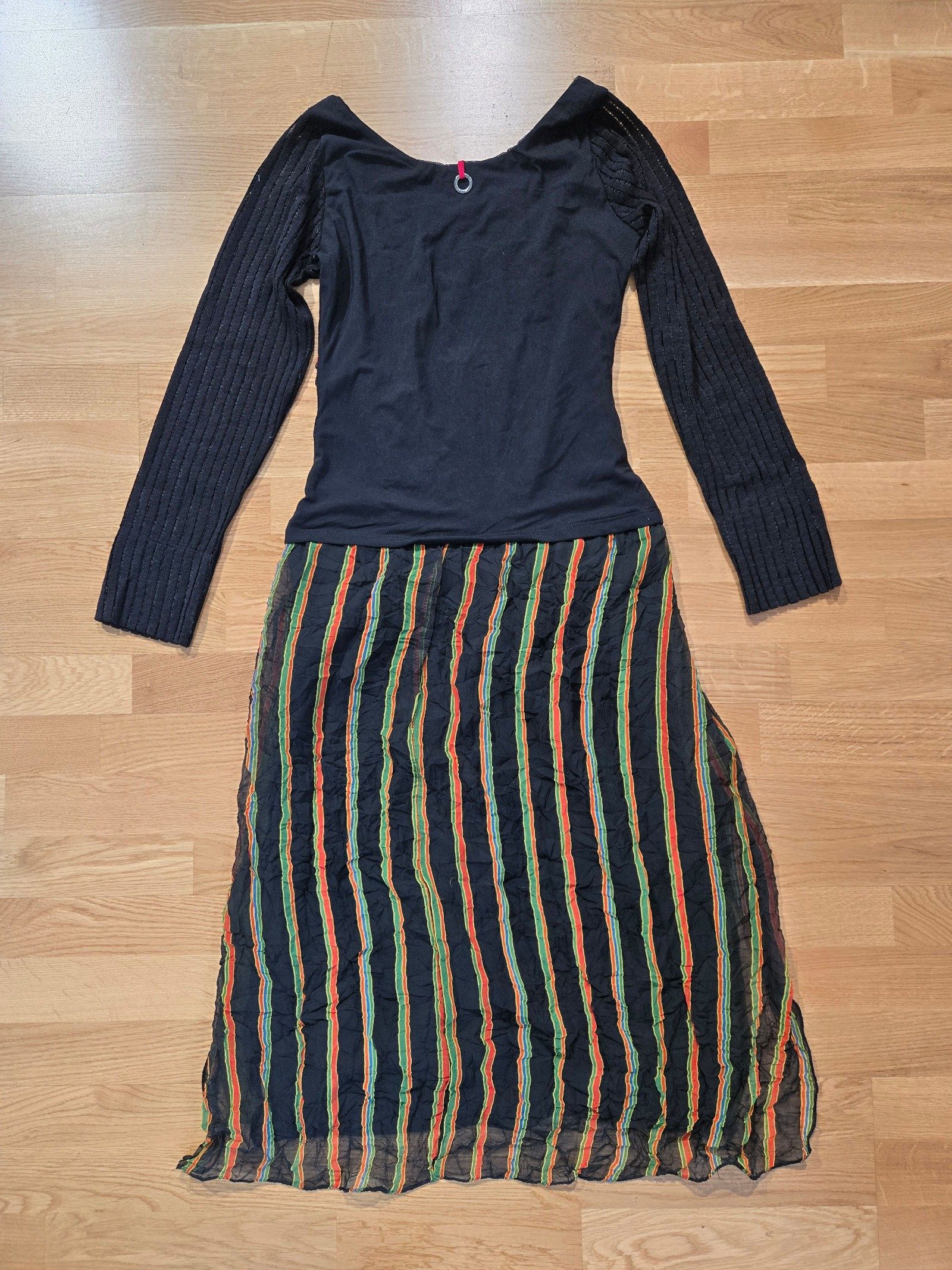 Save the Queen Womens Black Patchwork Long Dress Size L image 2