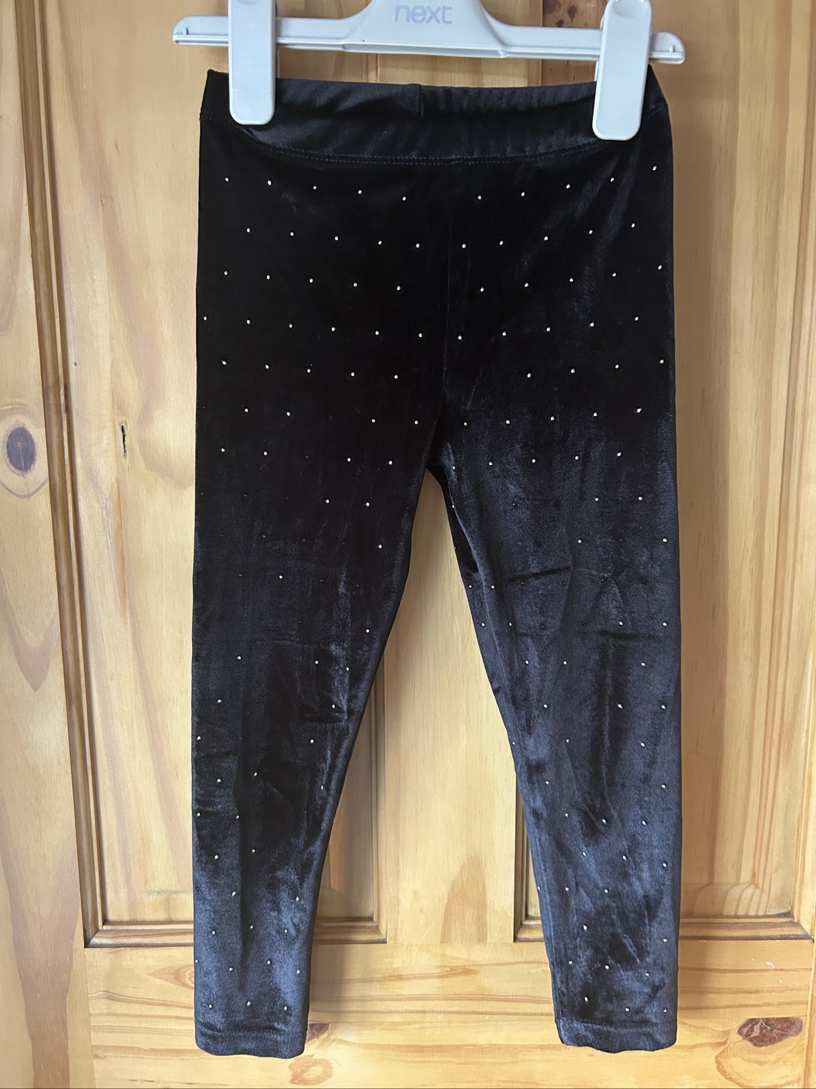 Next Kids Black Velvet Leggings 4 Years with Silver Studs