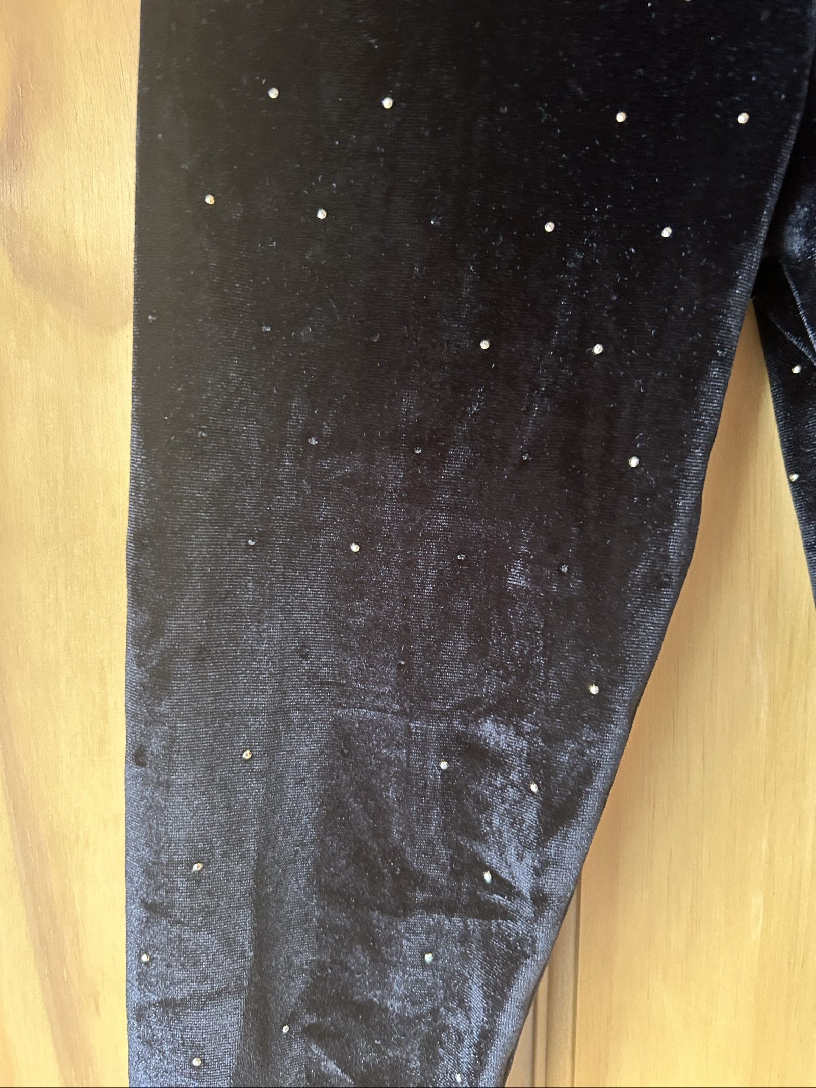 Next Kids Black Velvet Leggings 4 Years with Silver Studs image 2