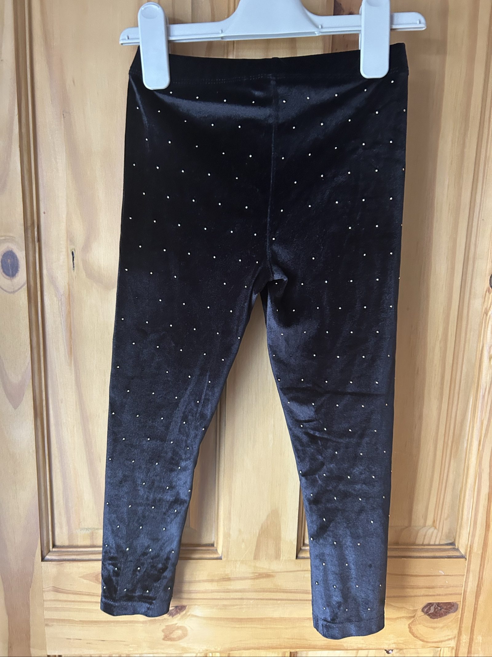 Next Kids Black Velvet Leggings 4 Years with Silver Studs image 5