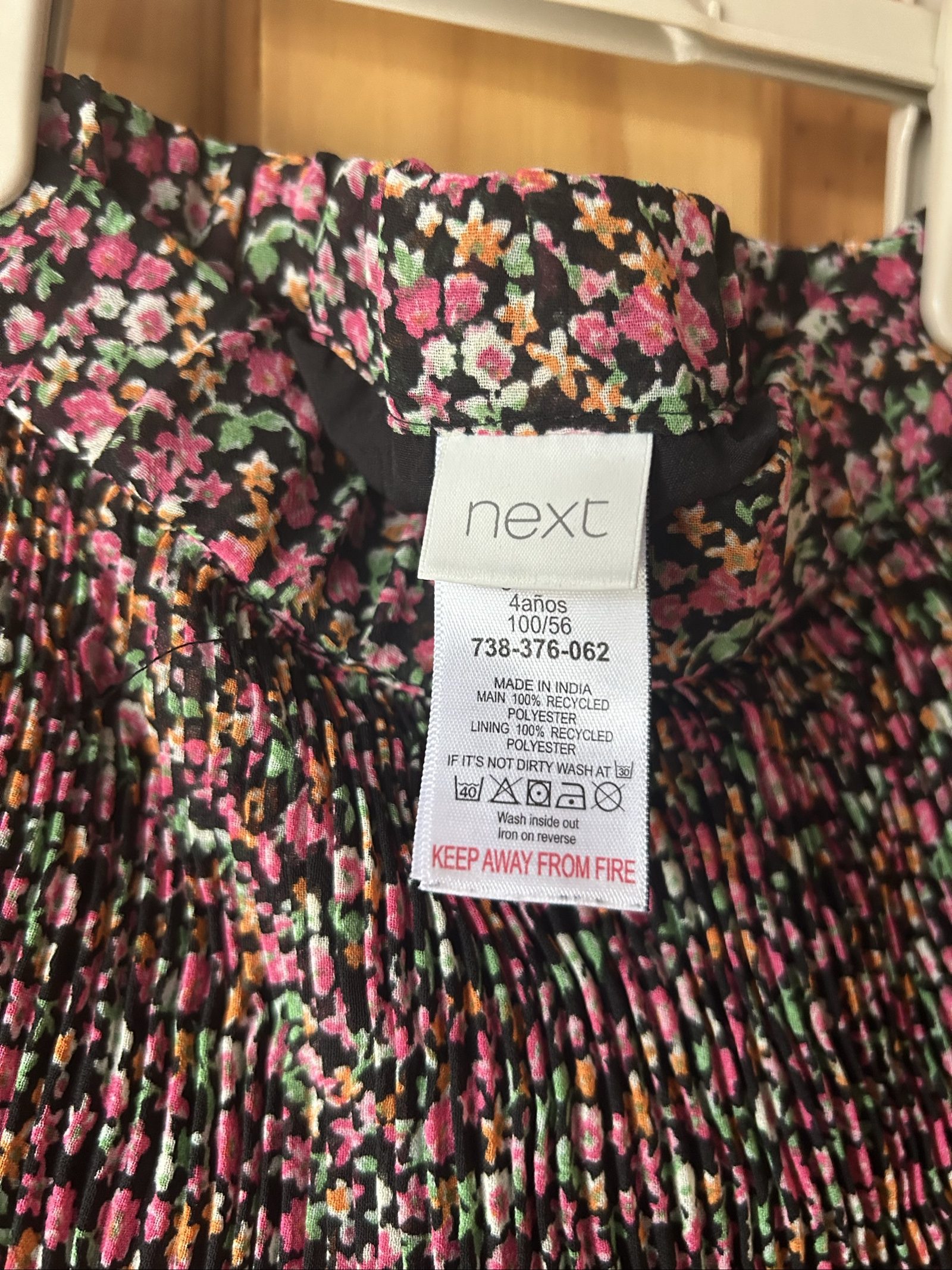 Next Girls Black Floral Pleated Skirt 4 Years 104cm image 2