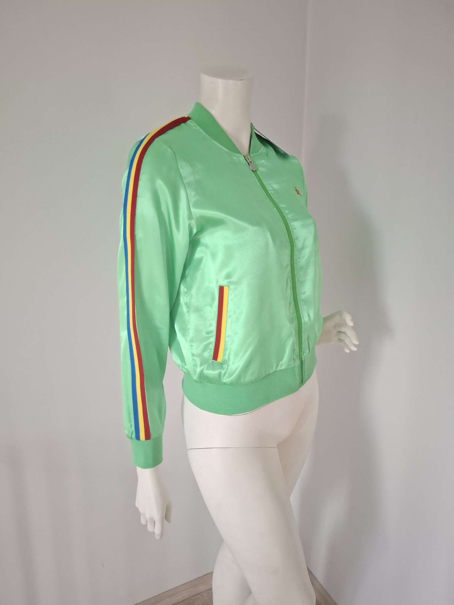 New Perfect Moment Green Satin Bomber Jacket Size XS image 3