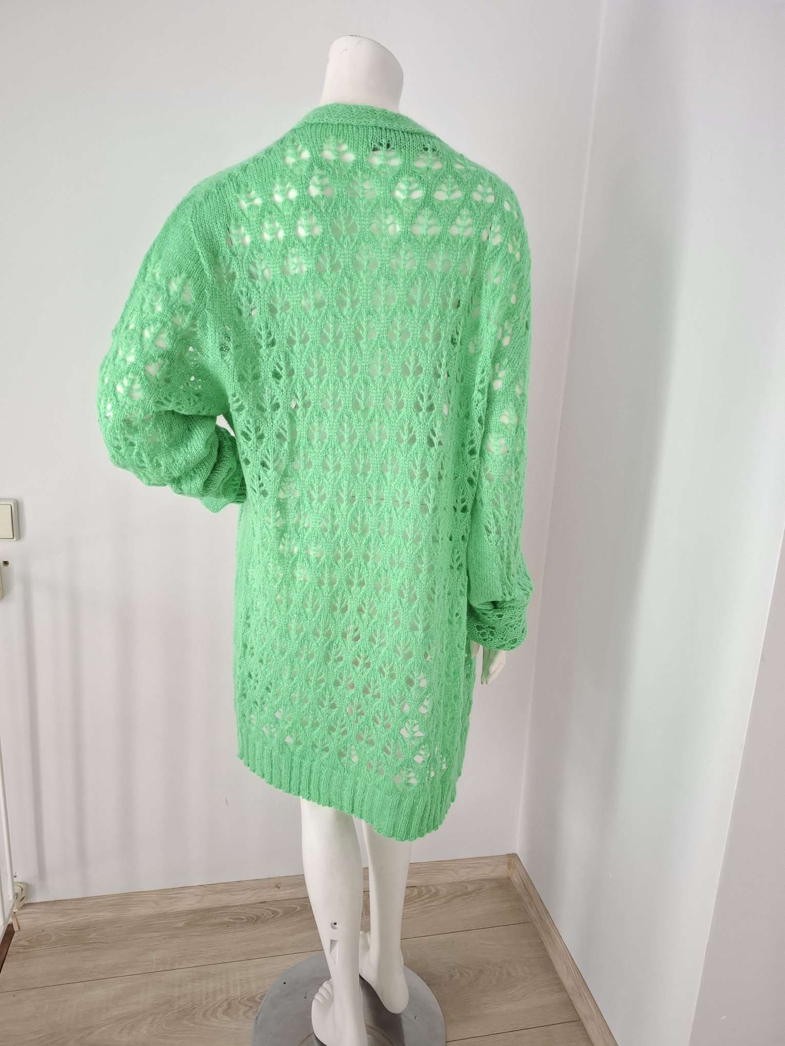 Pink Memories Green Openwork Knit Cardigan Size 3XL image 6