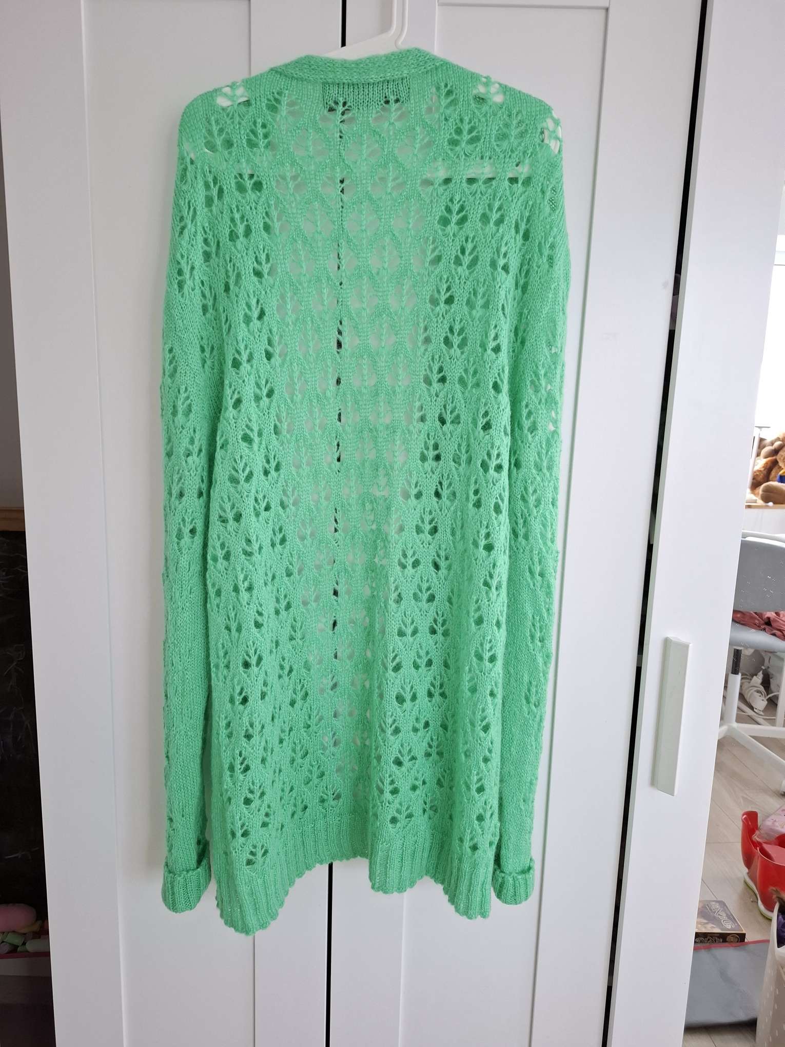 Pink Memories Green Openwork Knit Cardigan Size 3XL image 8