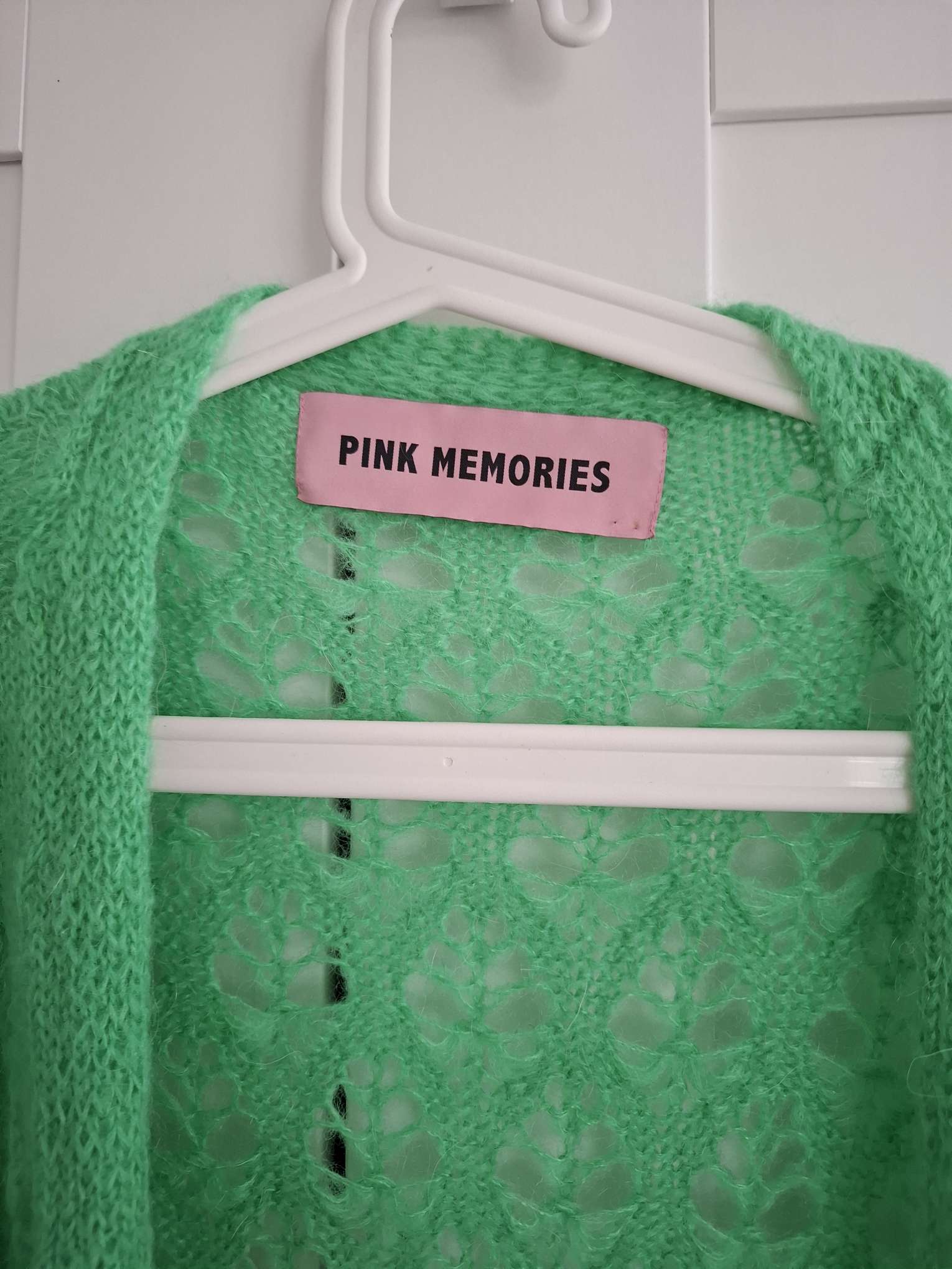 Pink Memories Green Openwork Knit Cardigan Size 3XL image 9