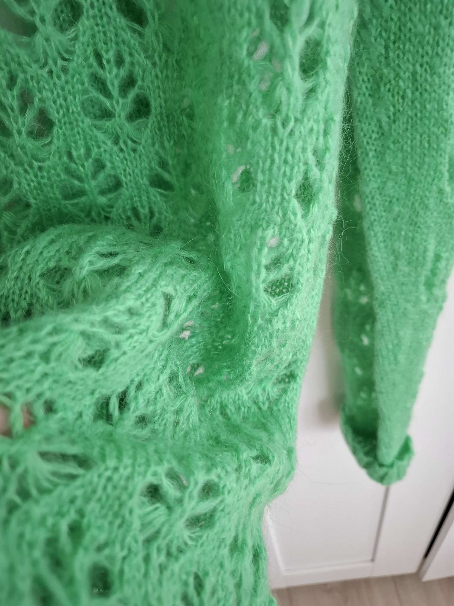 Pink Memories Green Openwork Knit Cardigan Size 3XL image 10