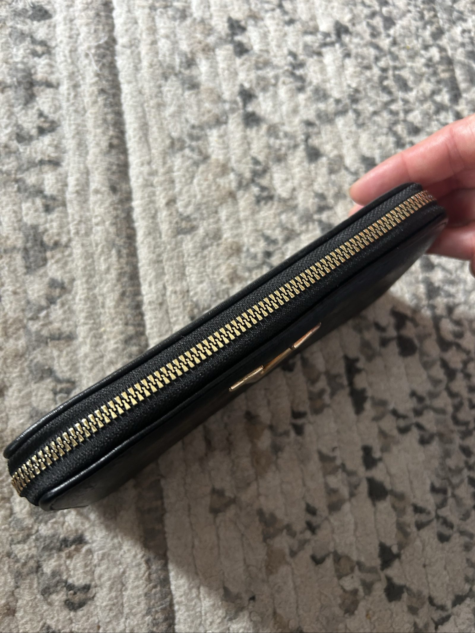 V Black Zip-Around Wallet Gold Hardware image 2
