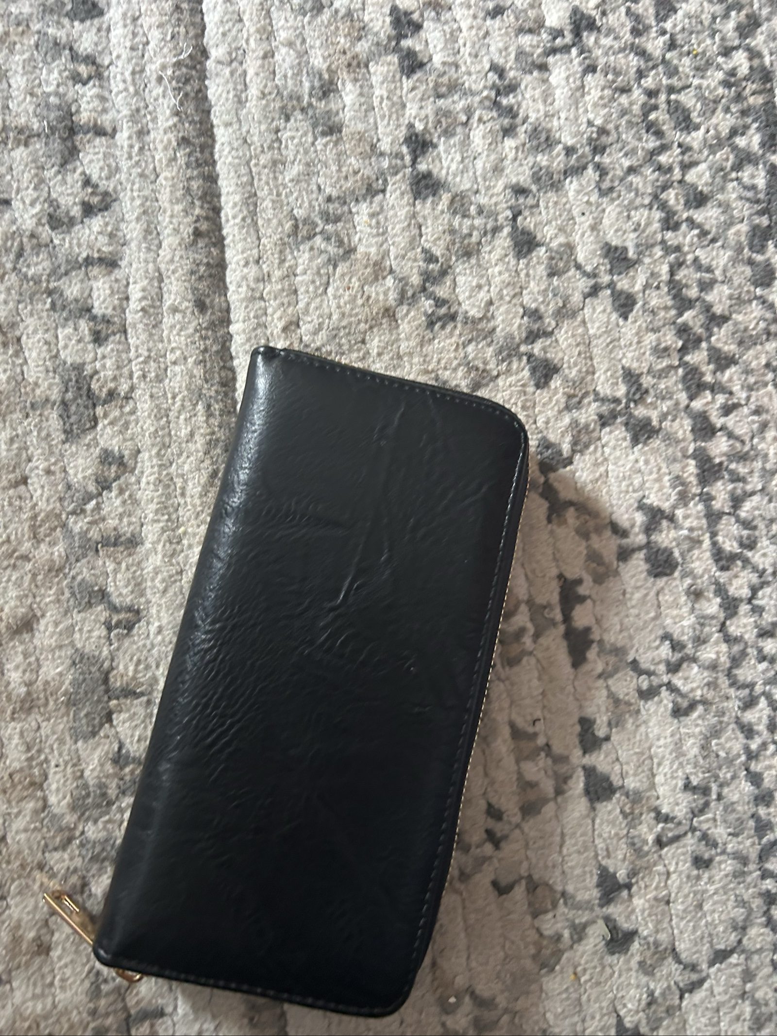 V Black Zip-Around Wallet Gold Hardware image 3