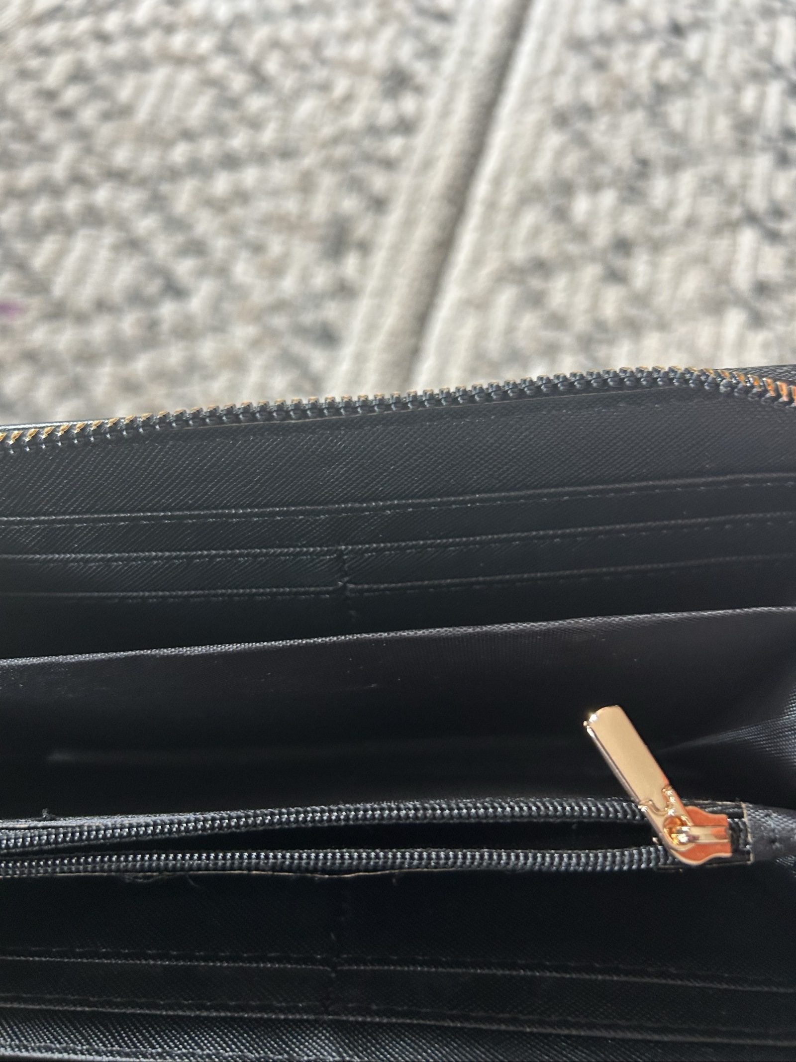V Black Zip-Around Wallet Gold Hardware image 5