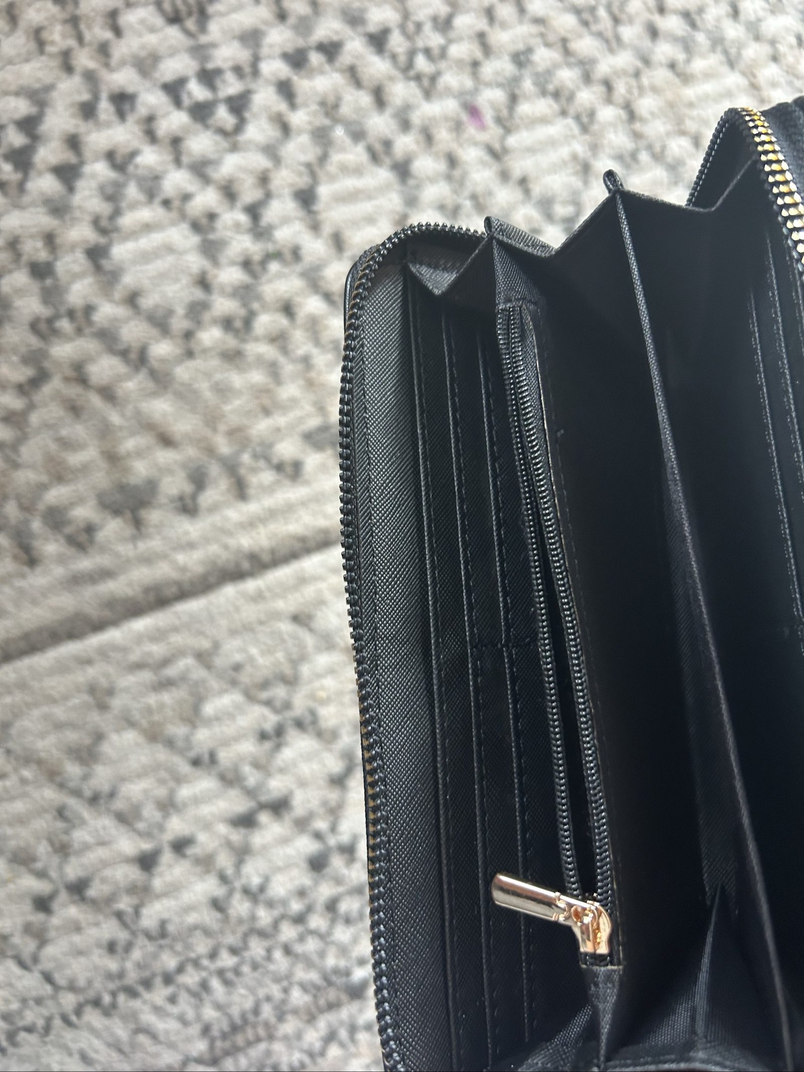 V Black Zip-Around Wallet Gold Hardware image 6