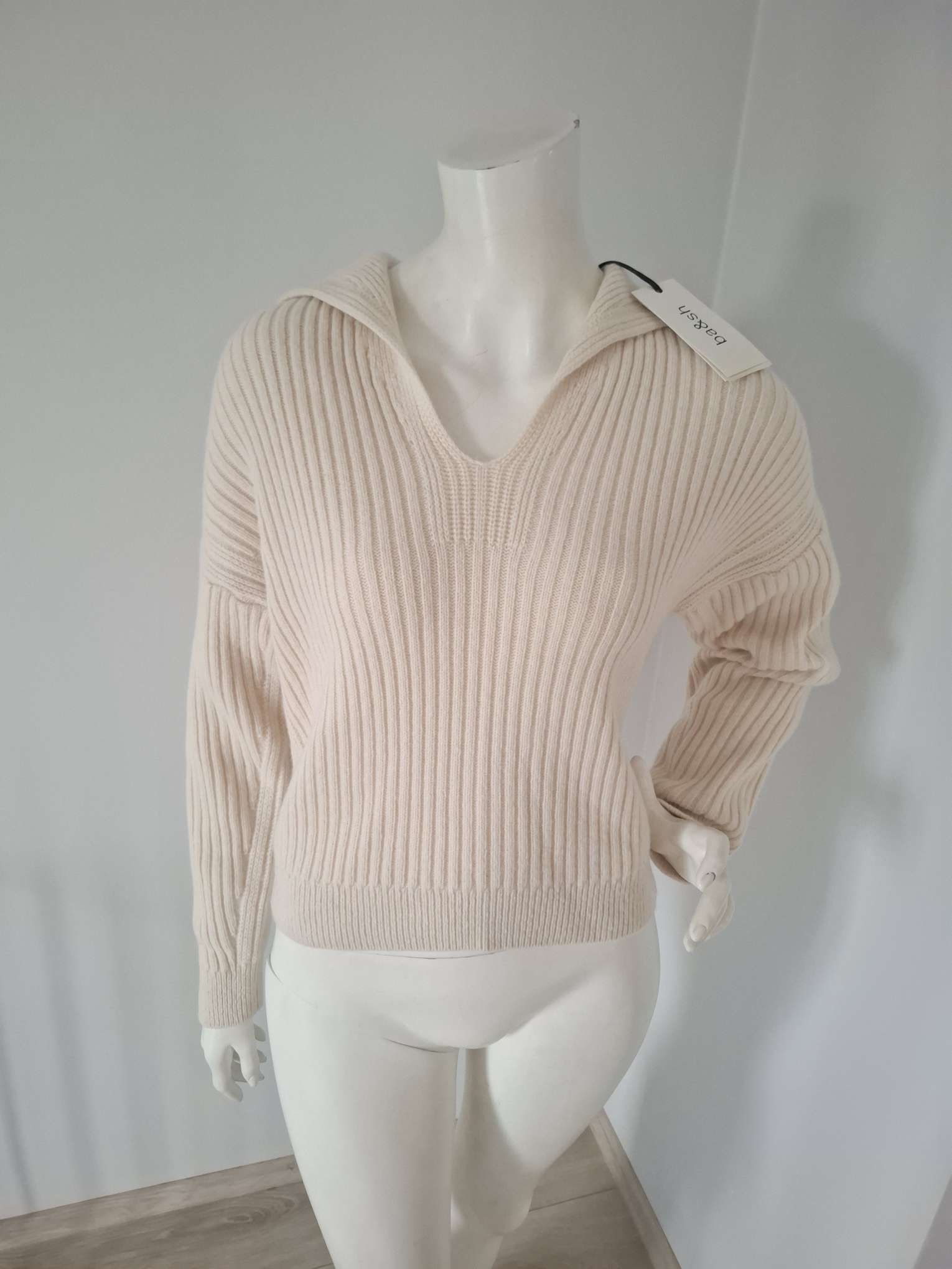 New ba&sh Wool Cashmere Ribbed Collar Sweater Size S