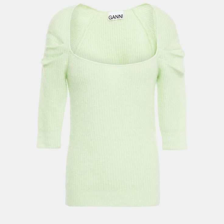 New Ganni Light Green Knit Top / Jumper Size L