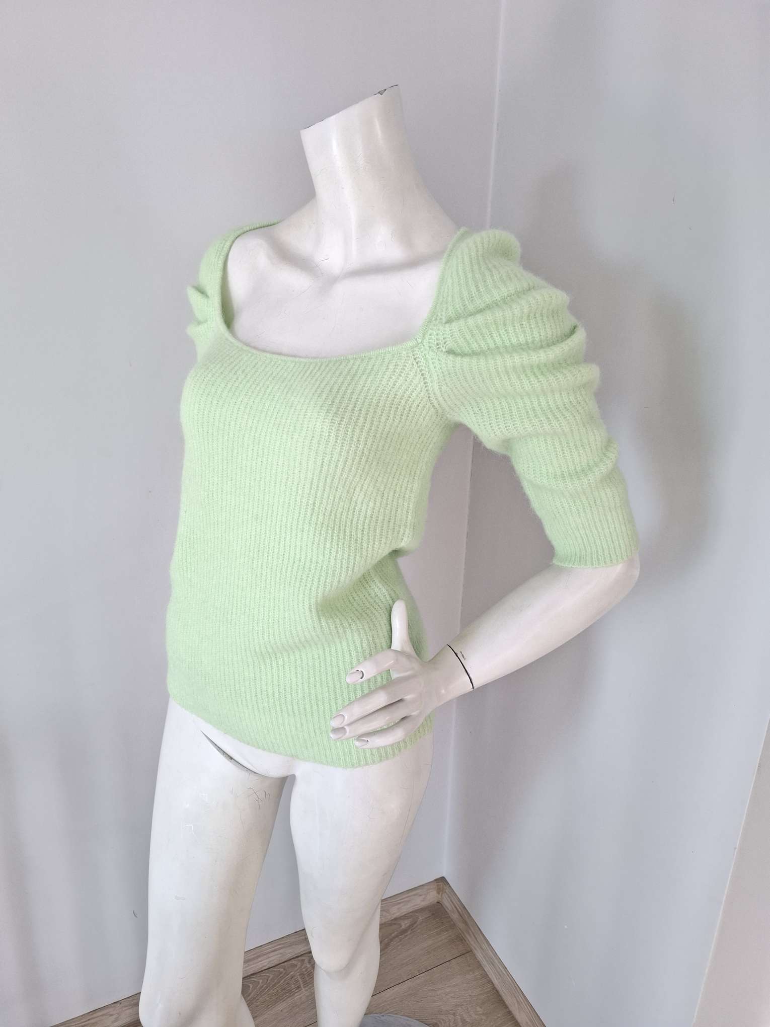 New Ganni Light Green Knit Top / Jumper Size L image 4