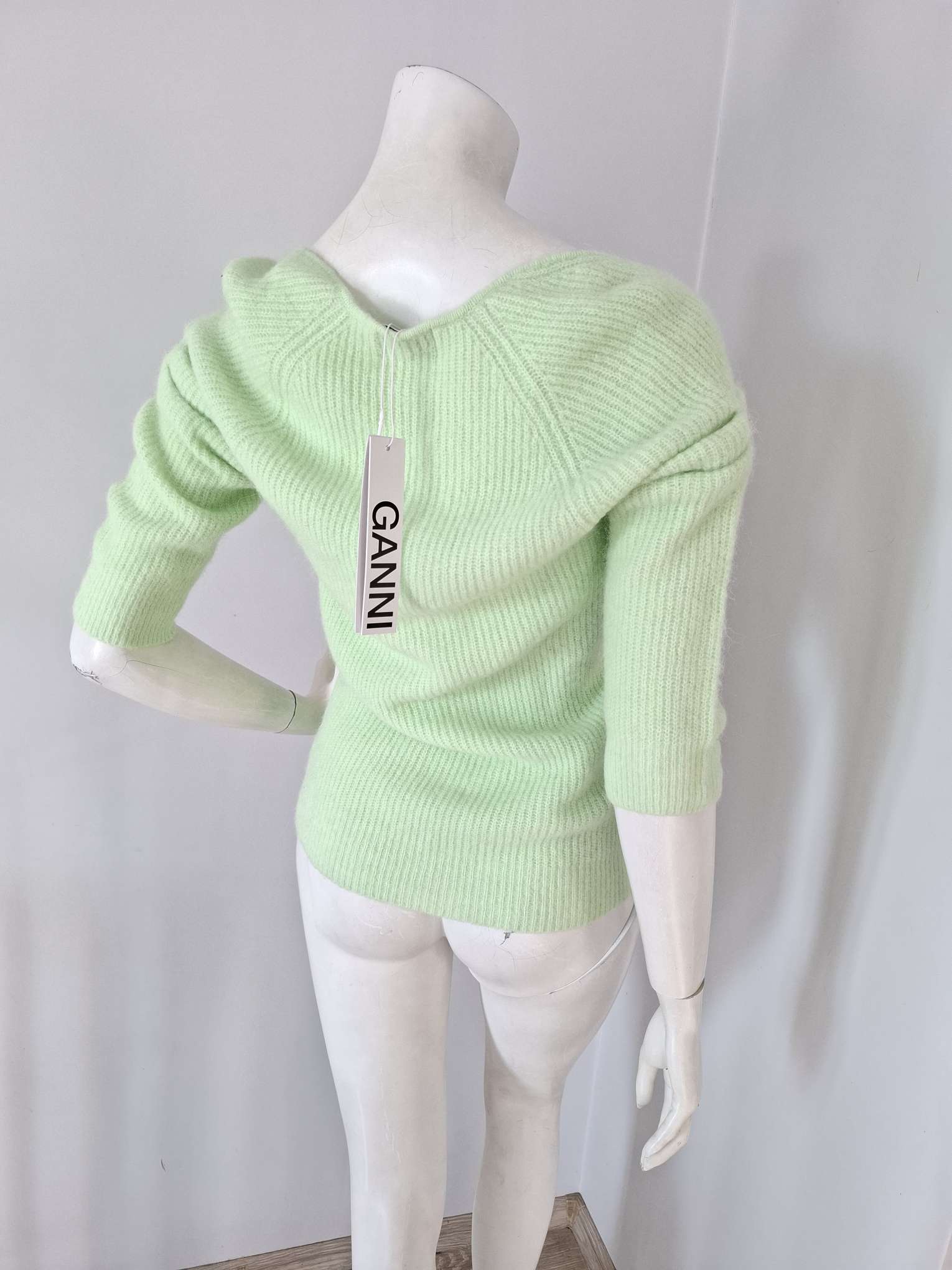 New Ganni Light Green Knit Top / Jumper Size L image 6