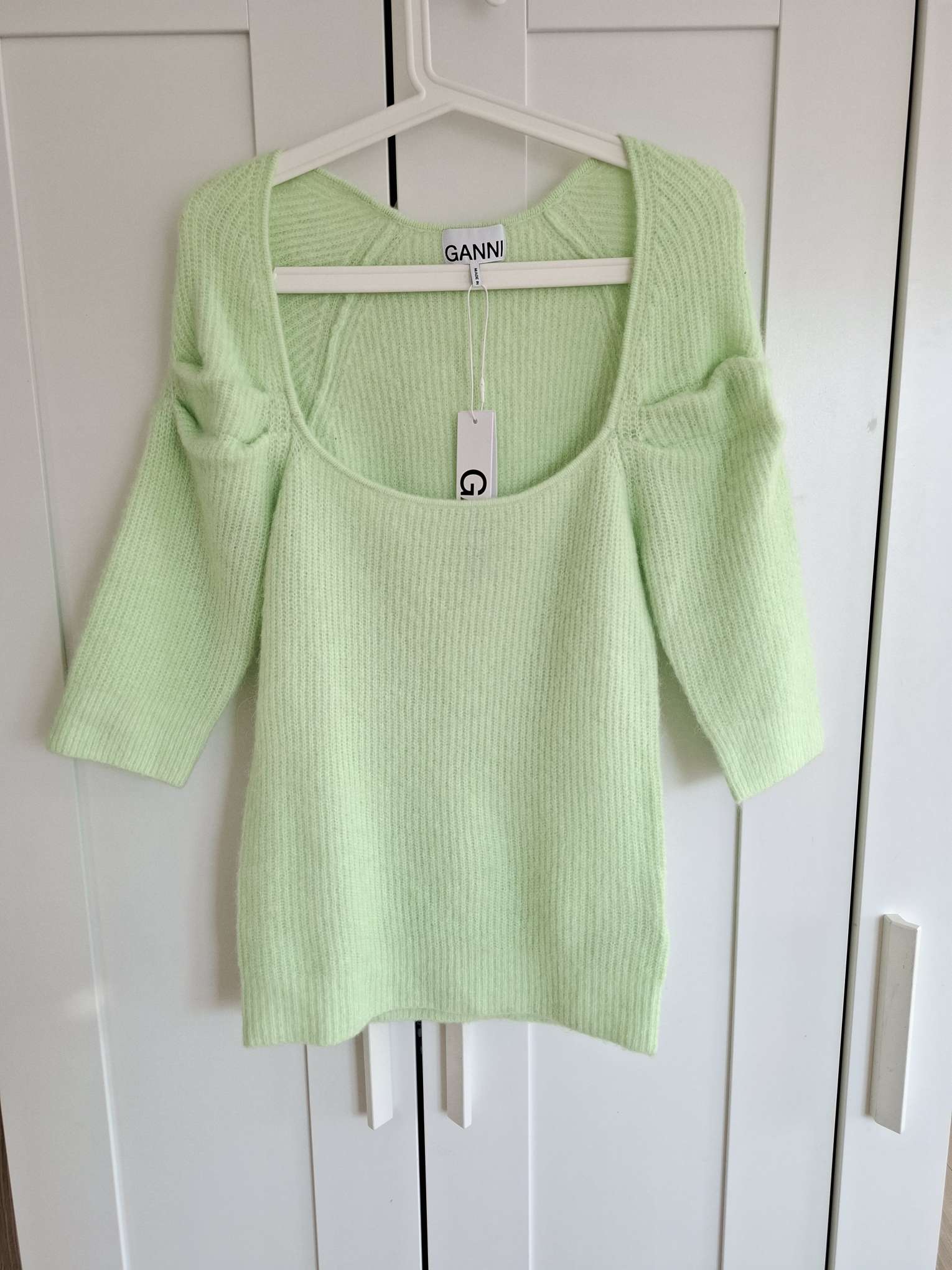 New Ganni Light Green Knit Top / Jumper Size L image 7