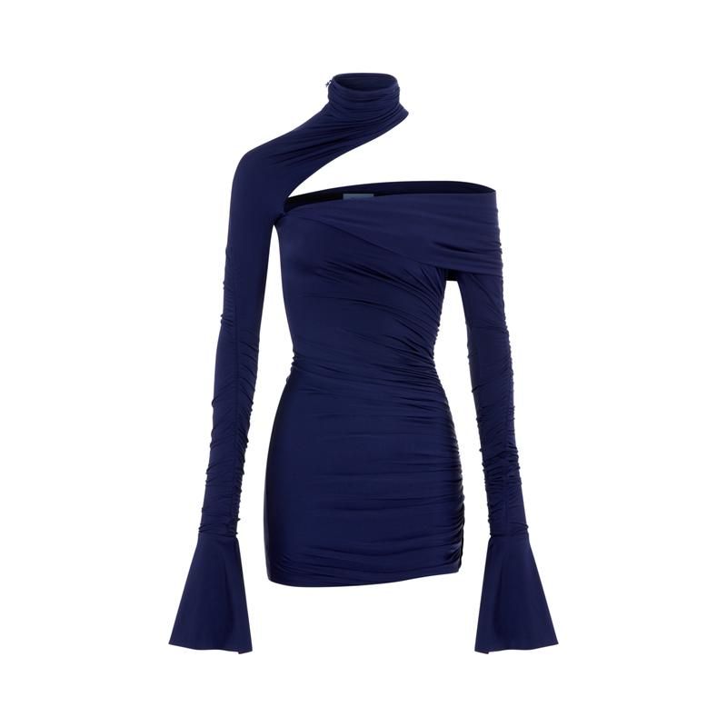 New Mugler Navy Blue Cutout Mini Dress Size S image 3