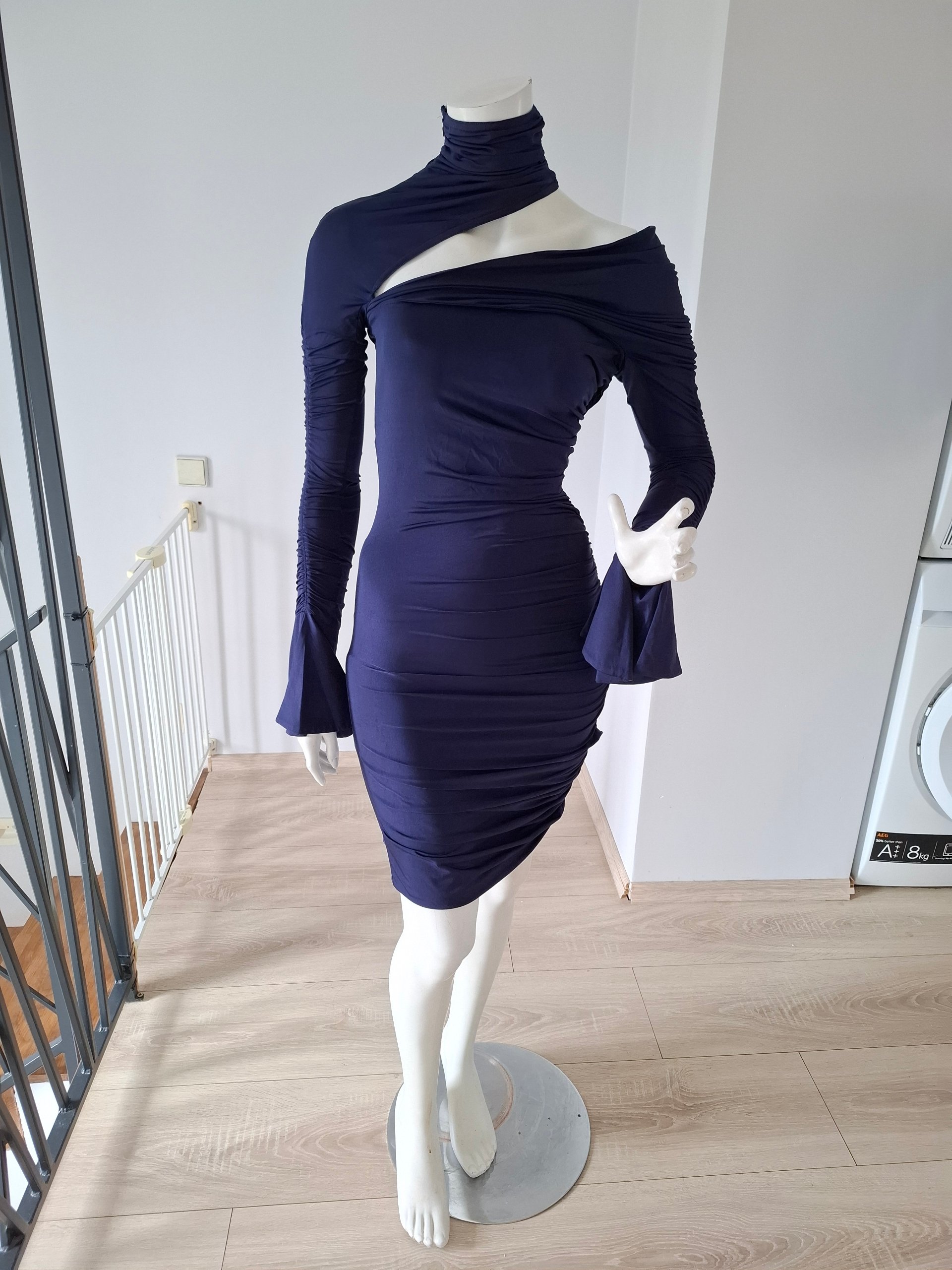 New Mugler Navy Blue Cutout Mini Dress Size S image 4