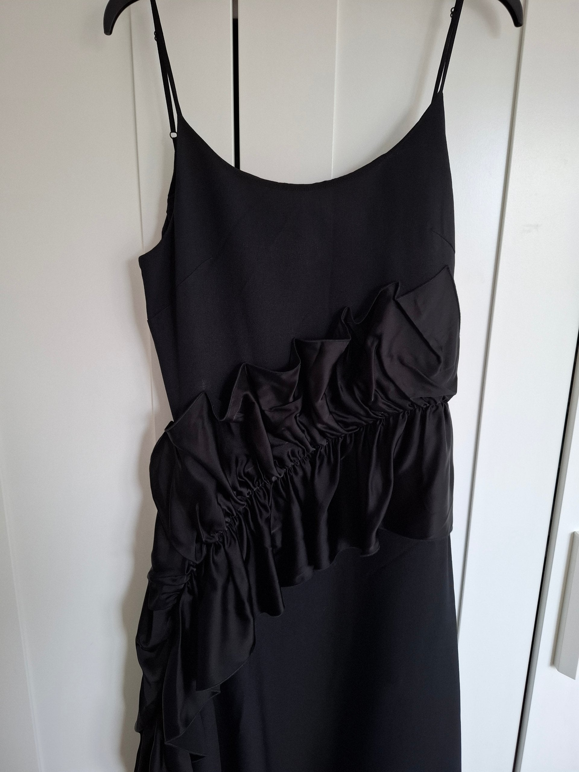 New Christopher Kane Black Ruffled Midi Dress Size M image 6