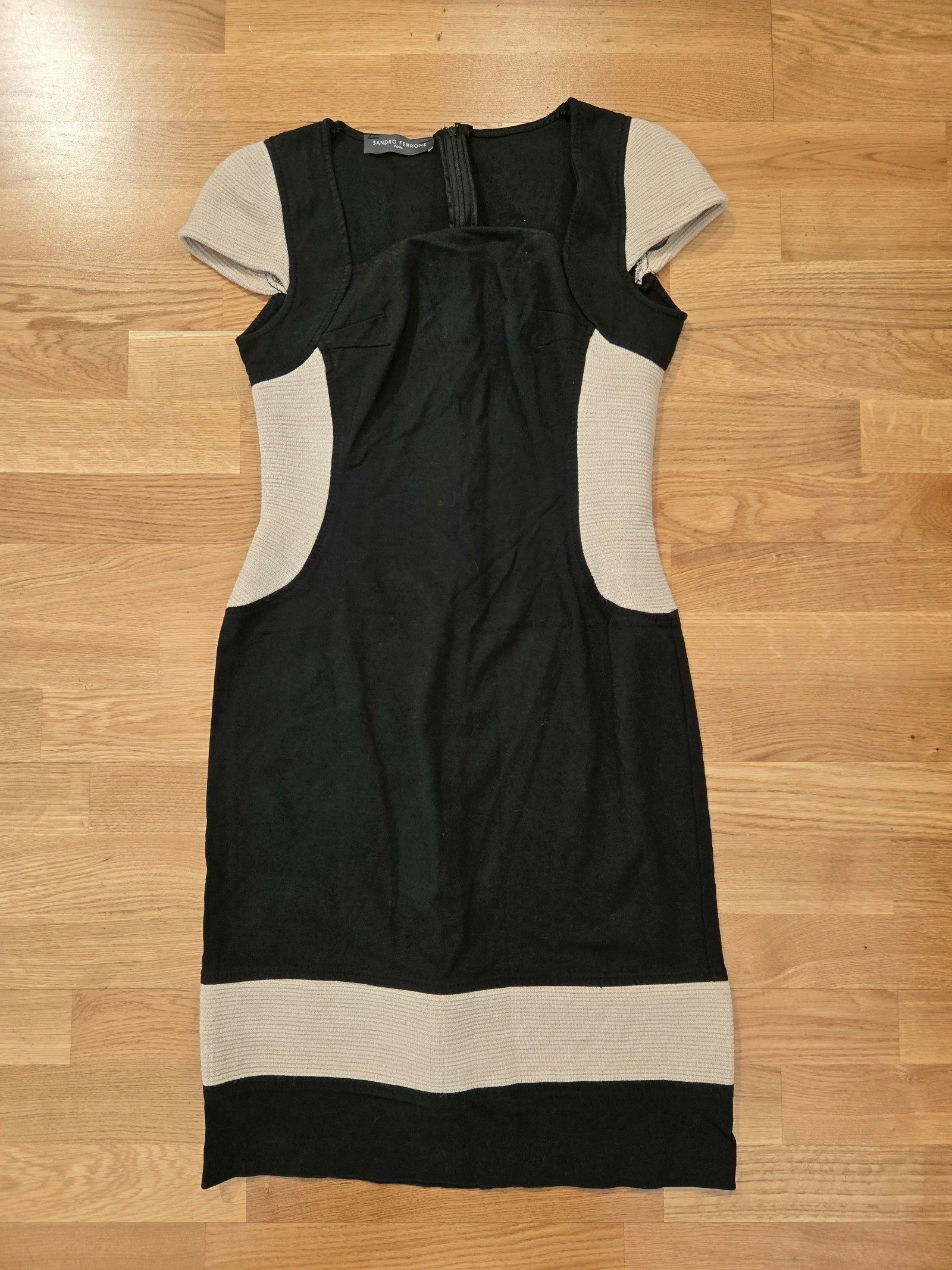 Sandro Ferrone Womens Black Beige Colorblock Cutout Midi Dress IT 46