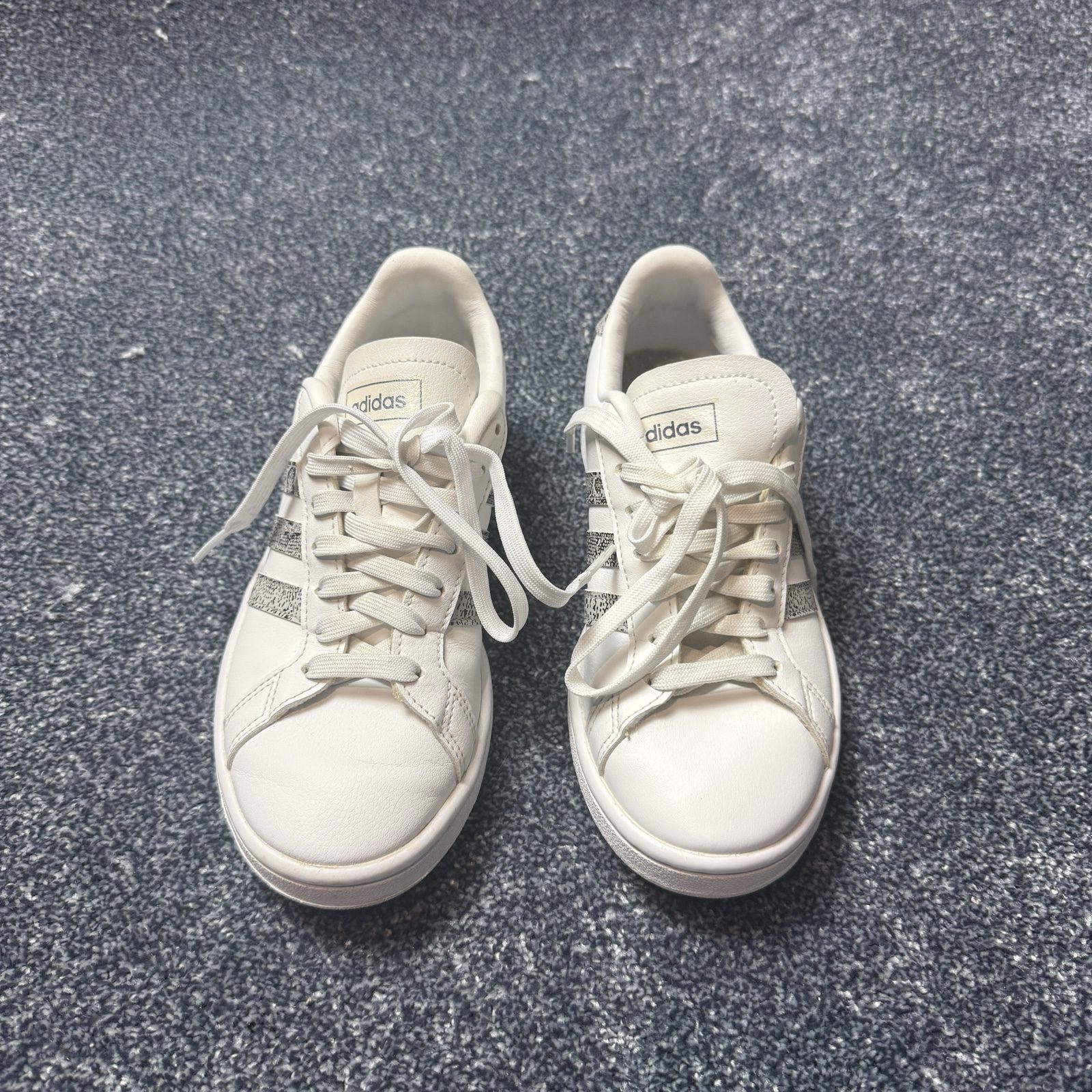 adidas Womens Grand Court Trainers UK 4 White Snake Print Cloudfoam FY2711