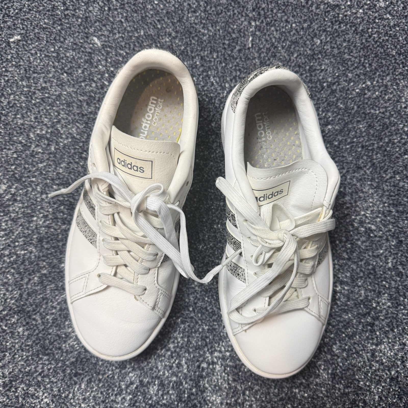 adidas Womens Grand Court Trainers UK 4 White Snake Print Cloudfoam FY2711 image 2