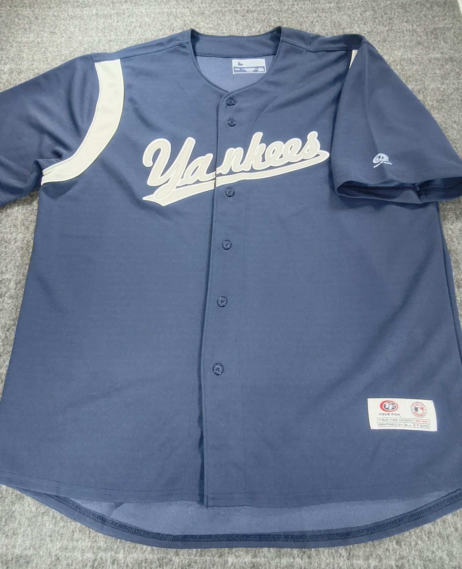 True Fan Navy & White Yankees Baseball Jersey XL