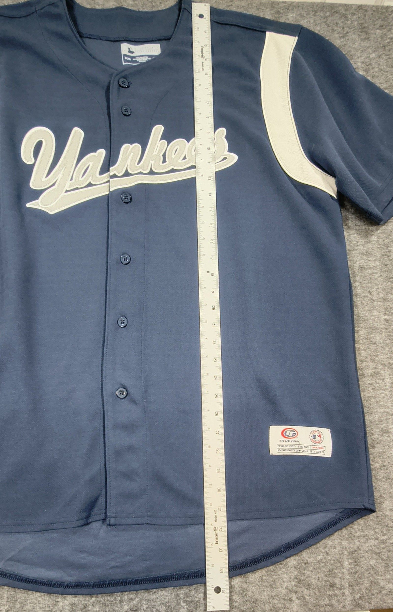 True Fan Navy & White Yankees Baseball Jersey XL image 9