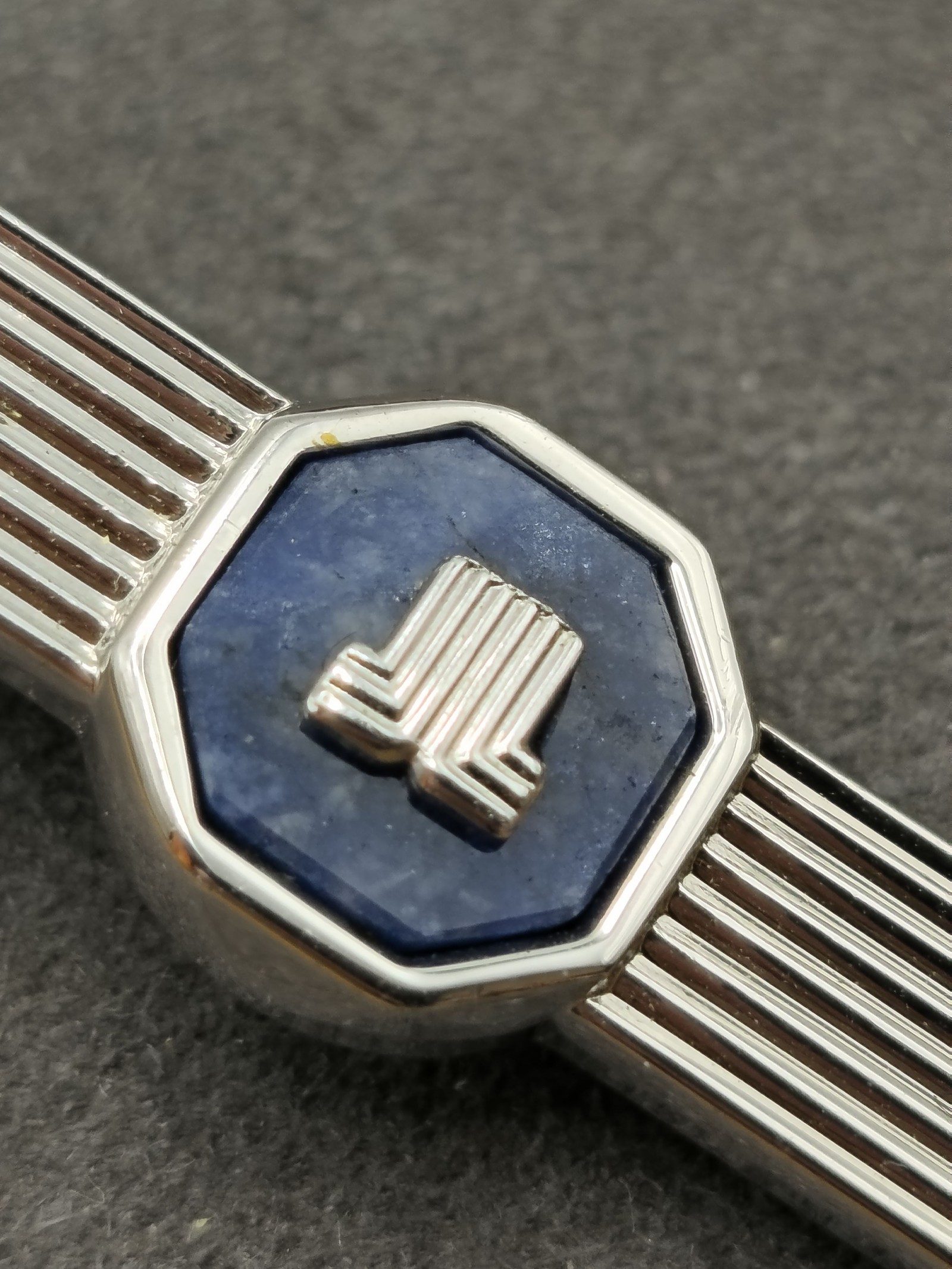 Lanvin Silver & Blue Tie Clip & Cufflinks Set image 5