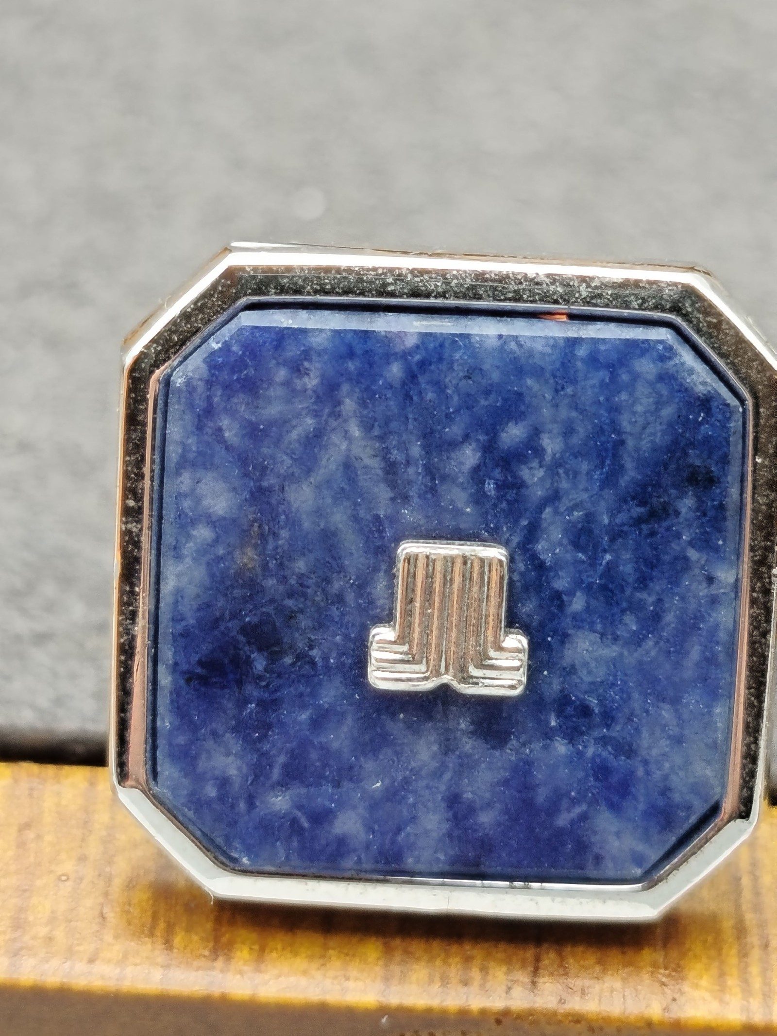 Lanvin Silver & Blue Tie Clip & Cufflinks Set image 9