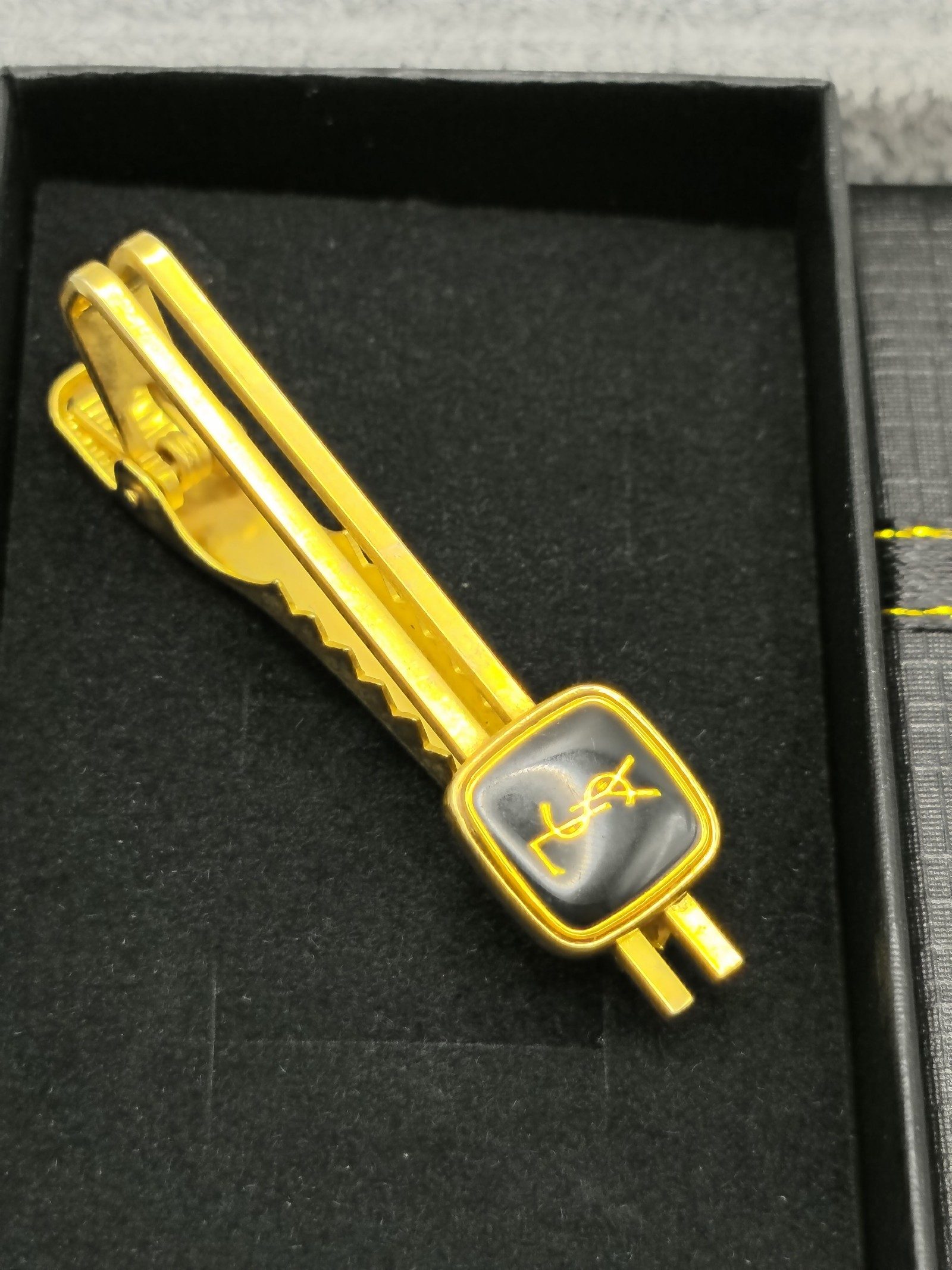YSL Gold Tone & Black Tie Clip image 2
