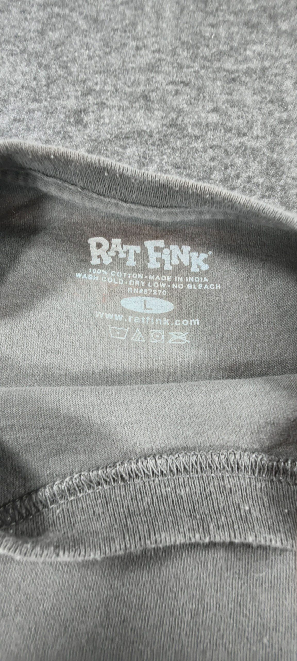 Rat Fink Grey Graphic T-Shirt Large Front & Back Print image 4