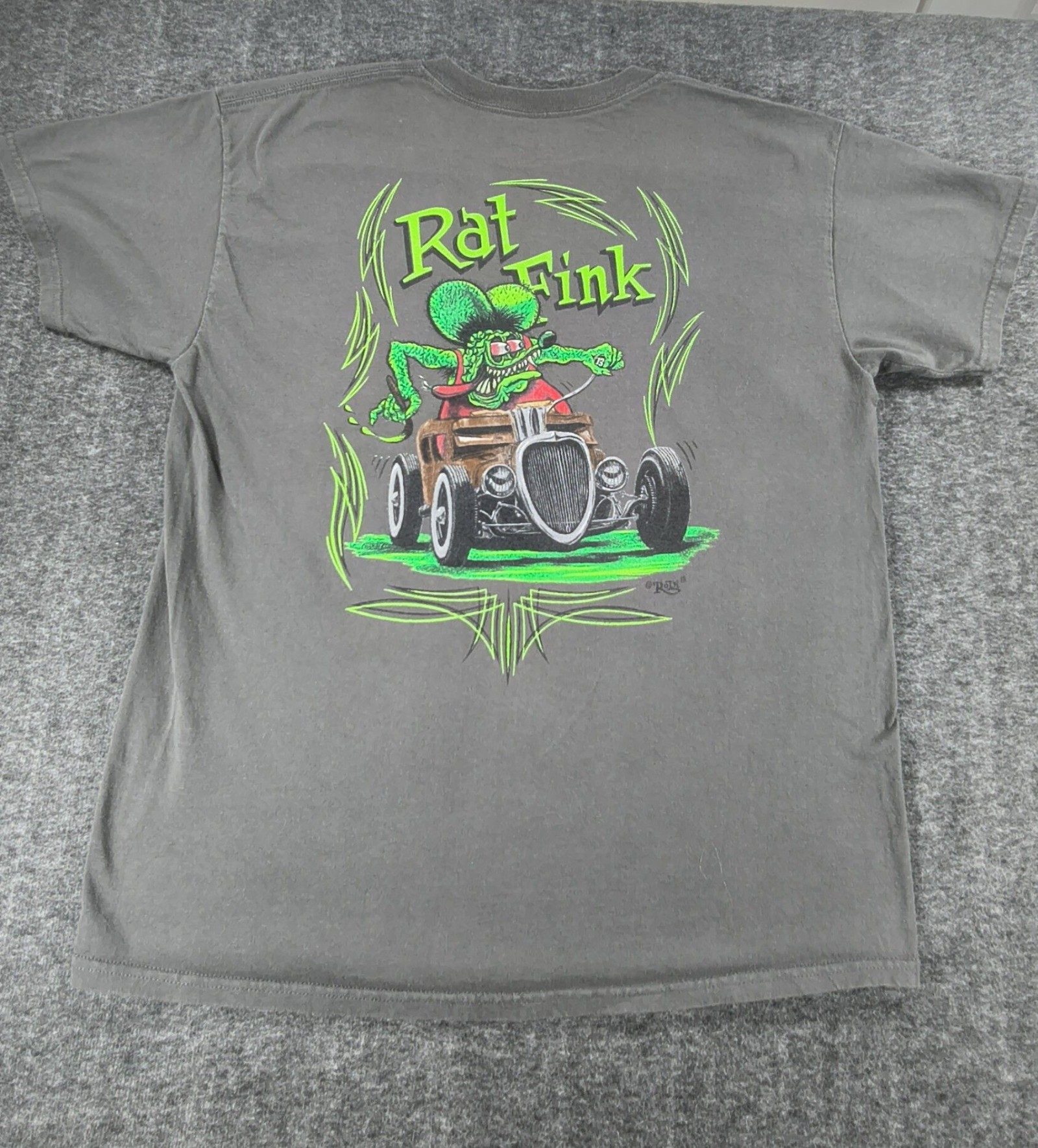 Rat Fink Grey Graphic T-Shirt Large Front & Back Print image 5