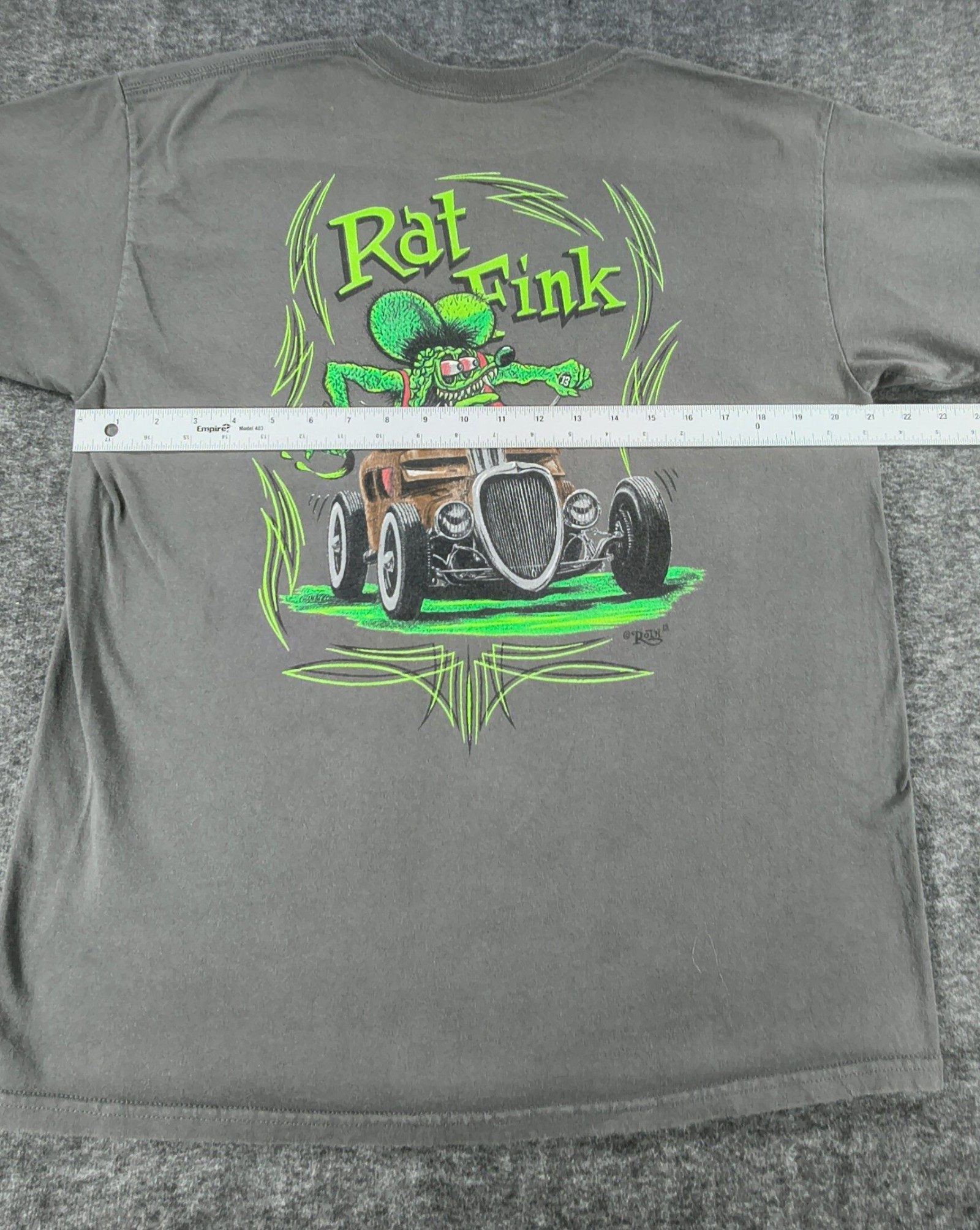 Rat Fink Grey Graphic T-Shirt Large Front & Back Print image 6