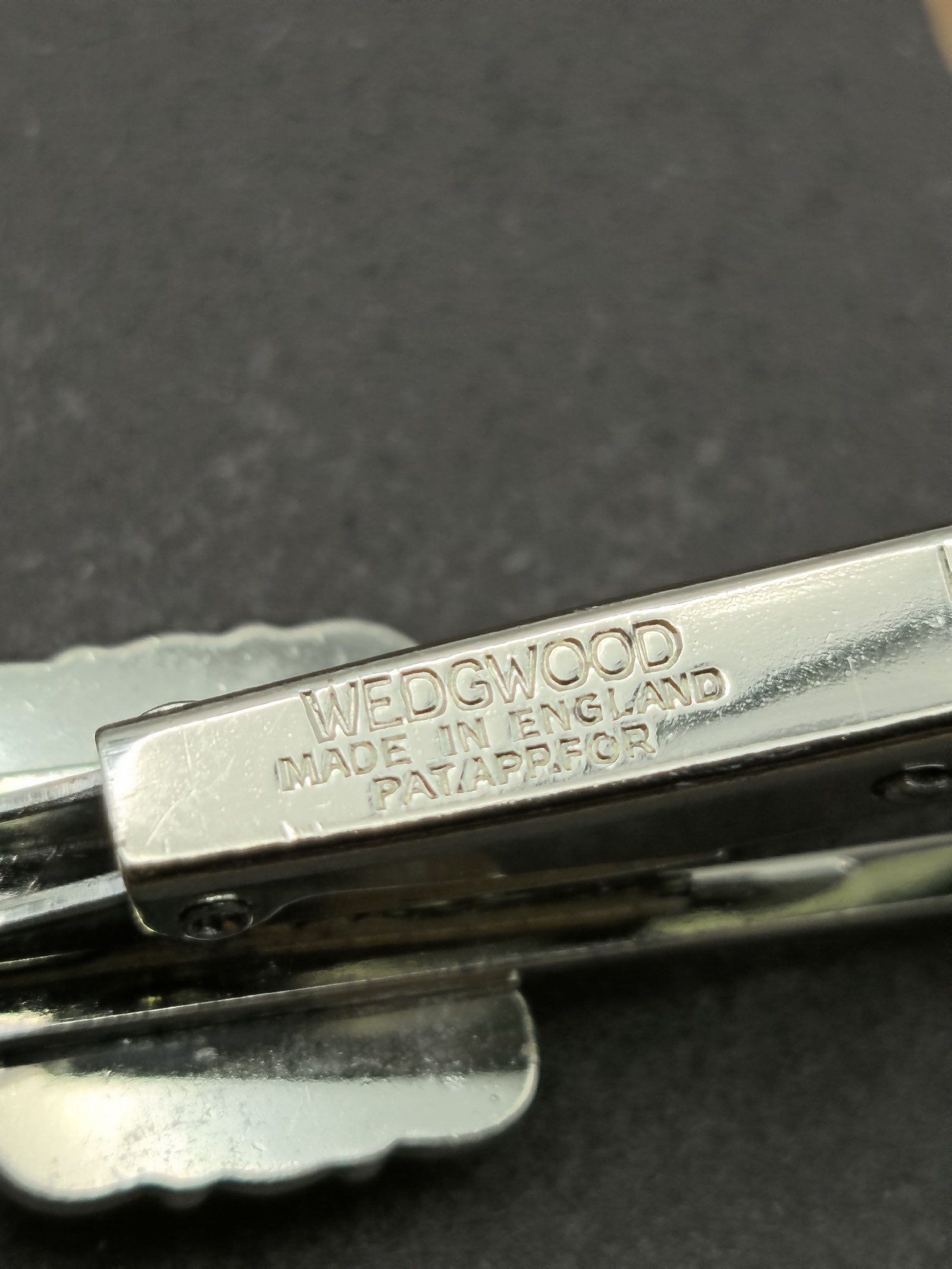 Wedgwood Silver Tone Blue Jasperware Ship Tie Clip image 3