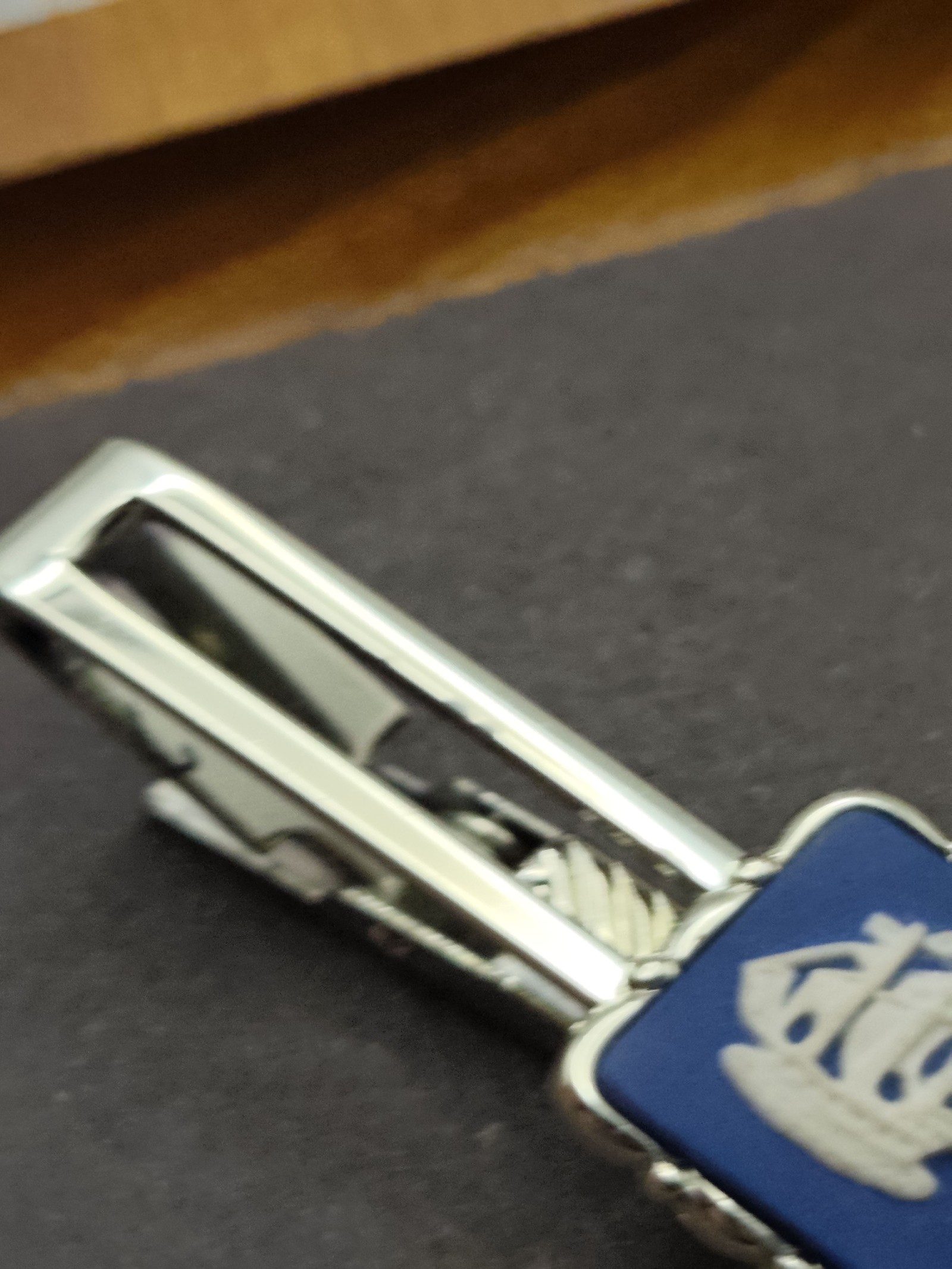 Wedgwood Silver Tone Blue Jasperware Ship Tie Clip image 7
