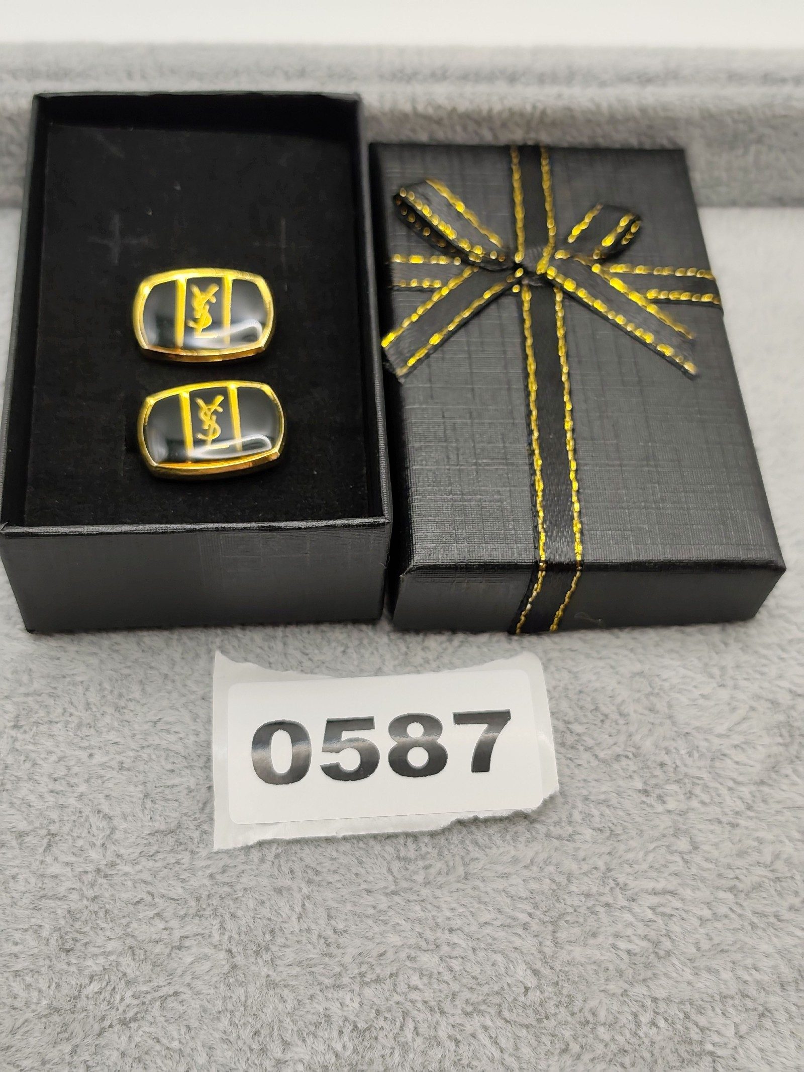 YSL Black & Gold Logo Cufflinks Unisex