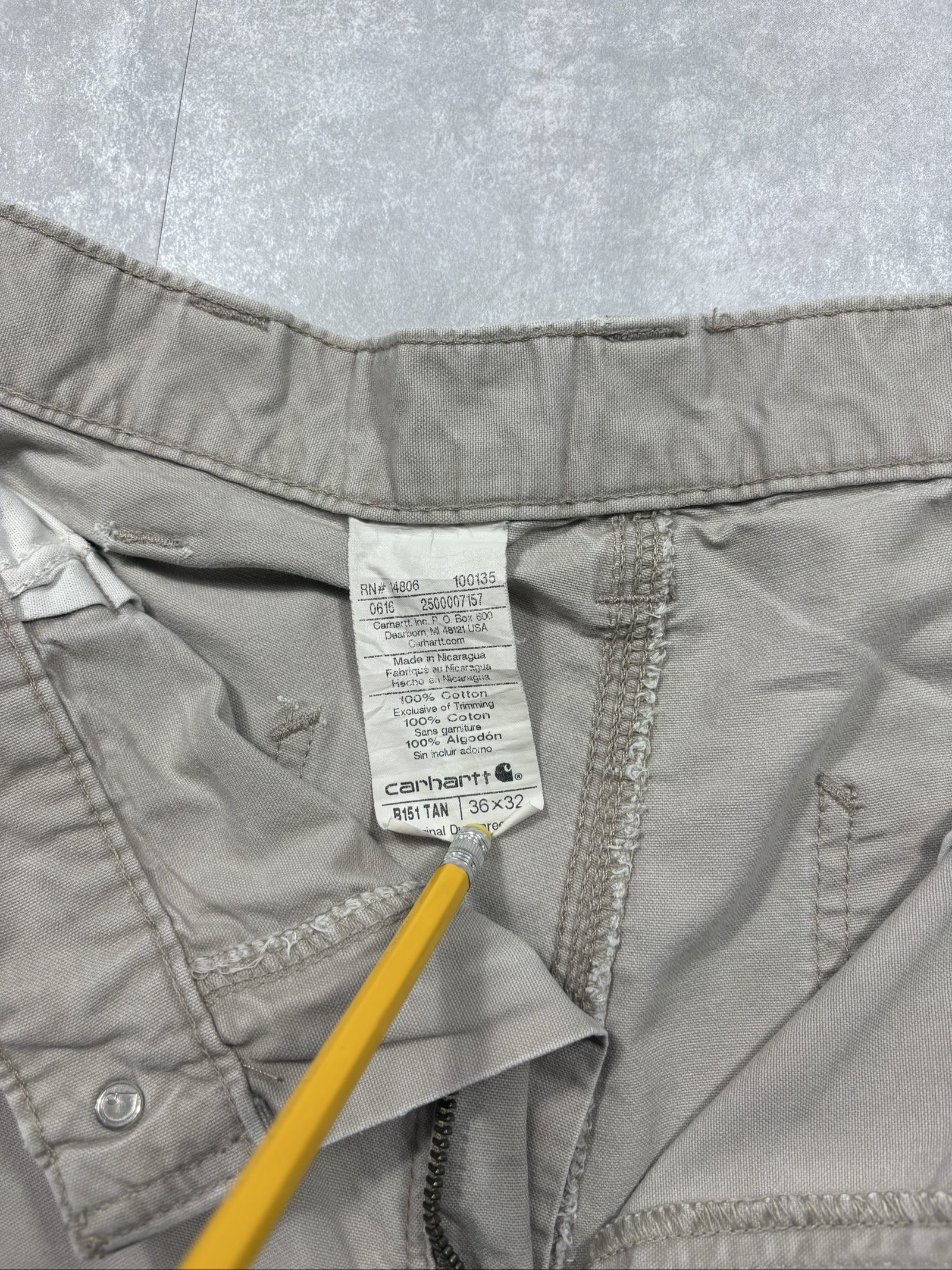 Carhartt Beige/Cream Cargo Work Trousers W36 Heavy Cotton image 9