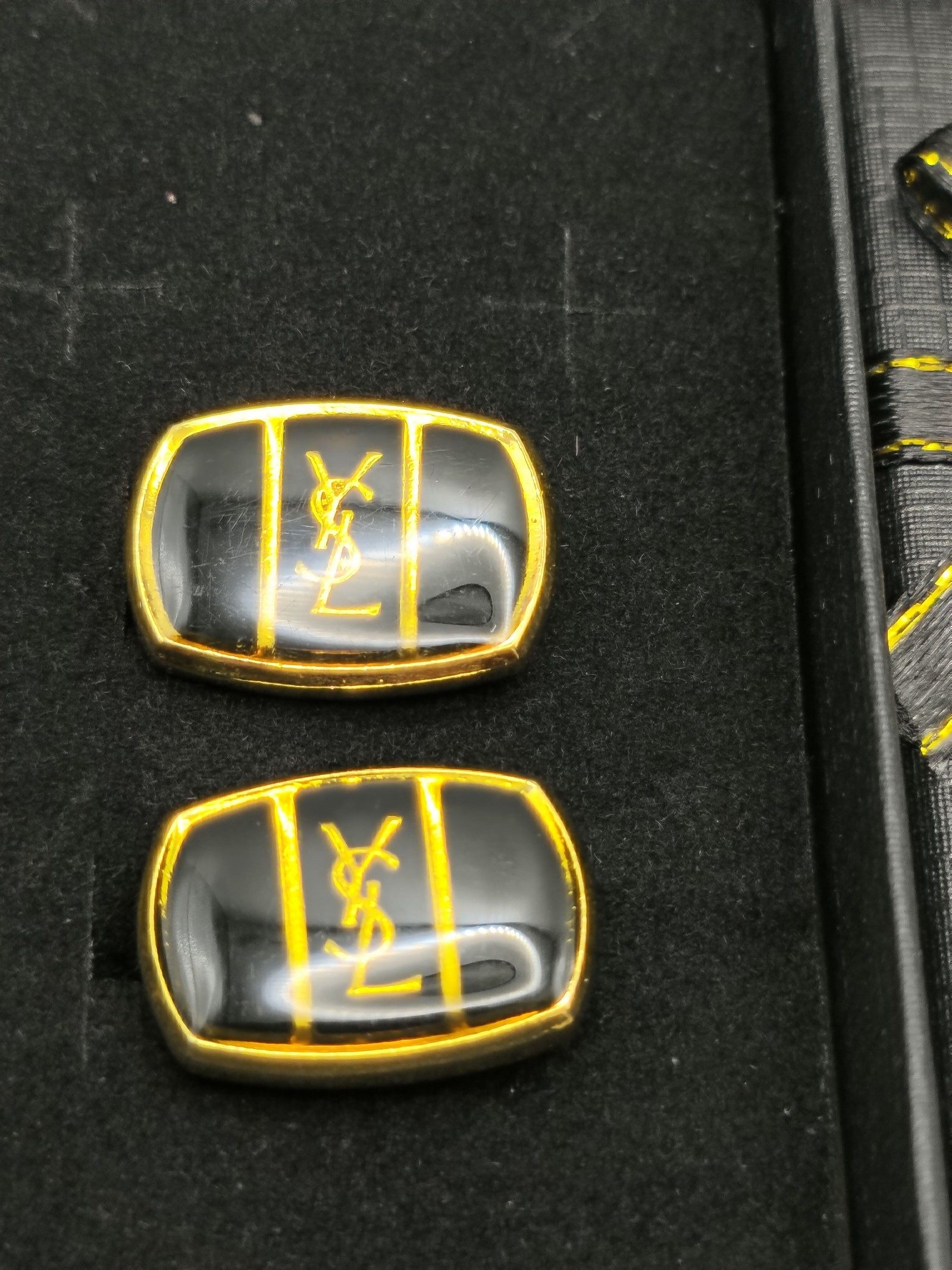 YSL Black & Gold Logo Cufflinks Unisex image 2