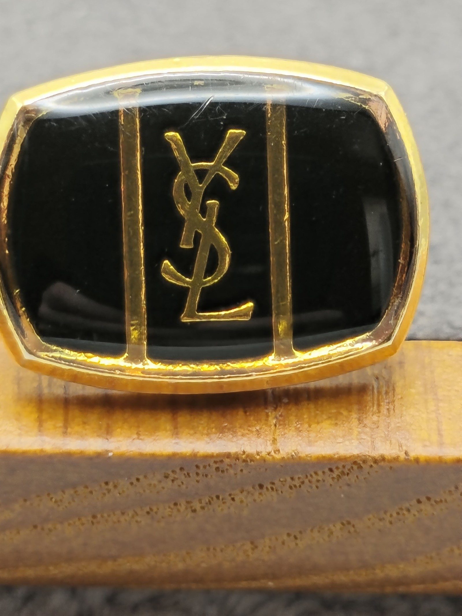 YSL Black & Gold Logo Cufflinks Unisex image 4