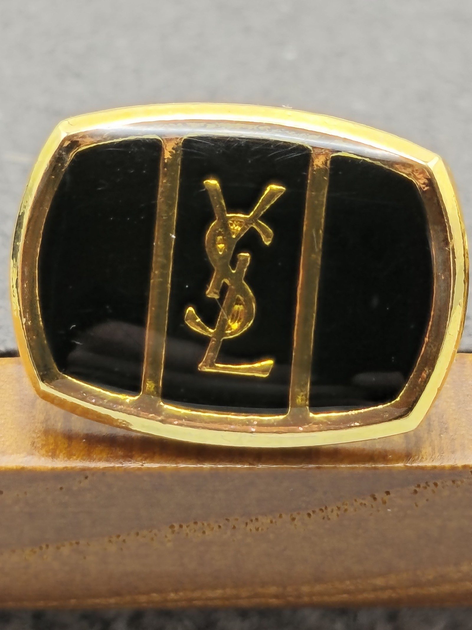 YSL Black & Gold Logo Cufflinks Unisex image 5