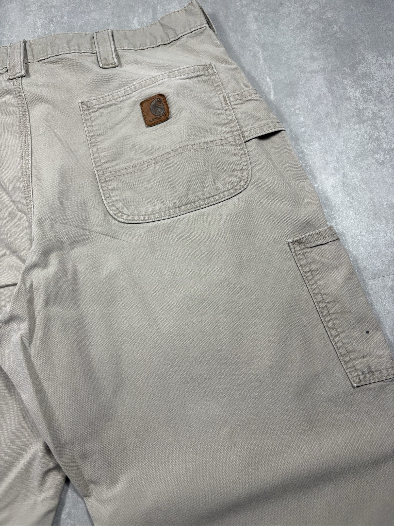 Carhartt Beige/Cream Cargo Work Trousers W36 Heavy Cotton image 3