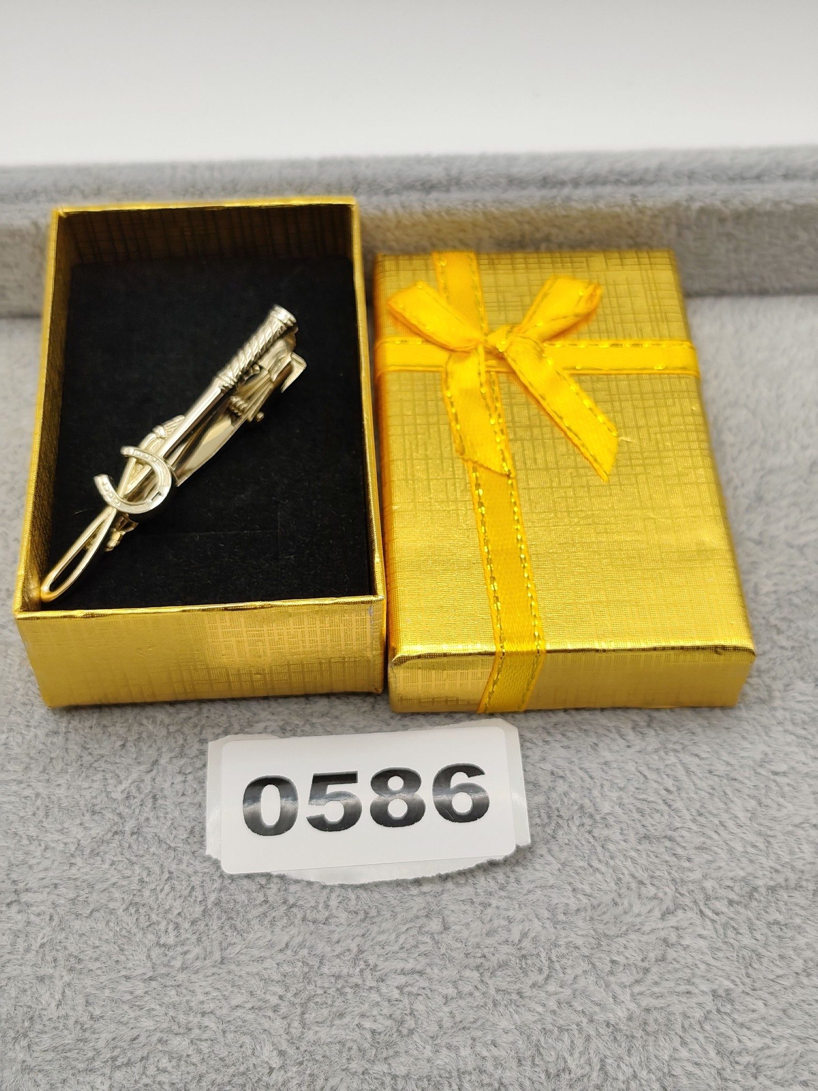 Lancel Equestrian Gold Tone Horseshoe Tie Clip with Gift Box