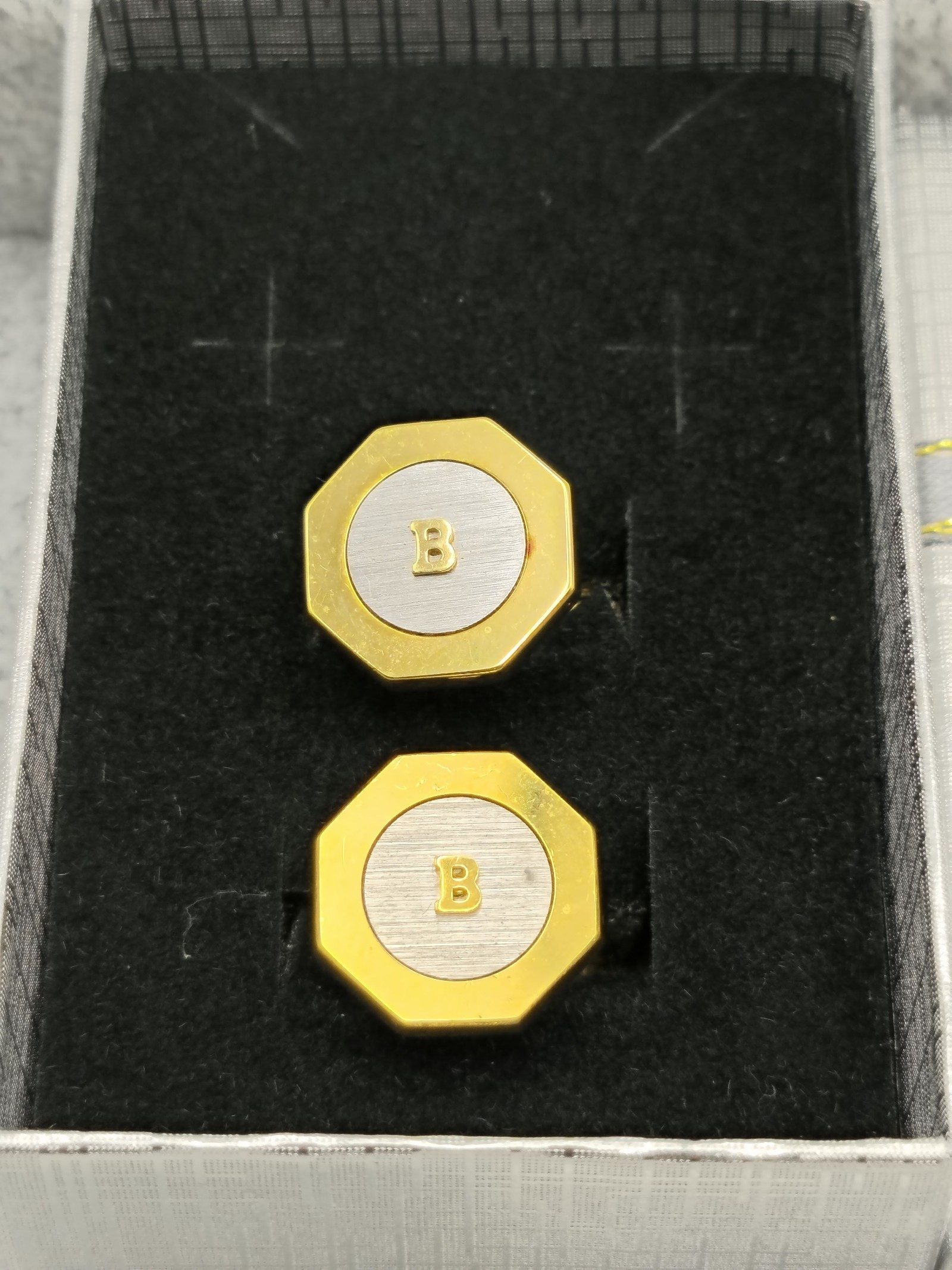 Bally Gold & Silver Mens Cufflinks Octagonal image 2