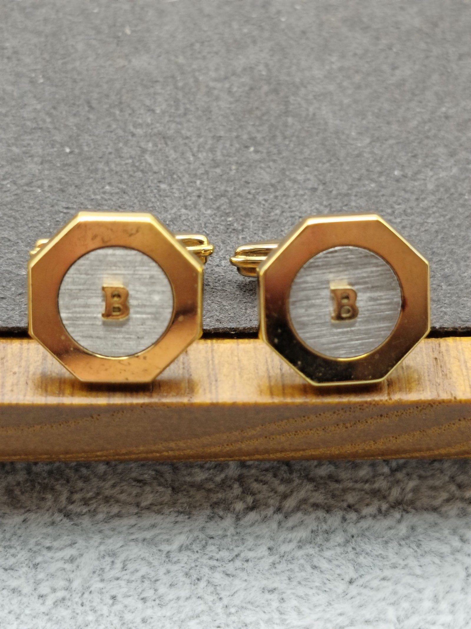Bally Gold & Silver Mens Cufflinks Octagonal image 3