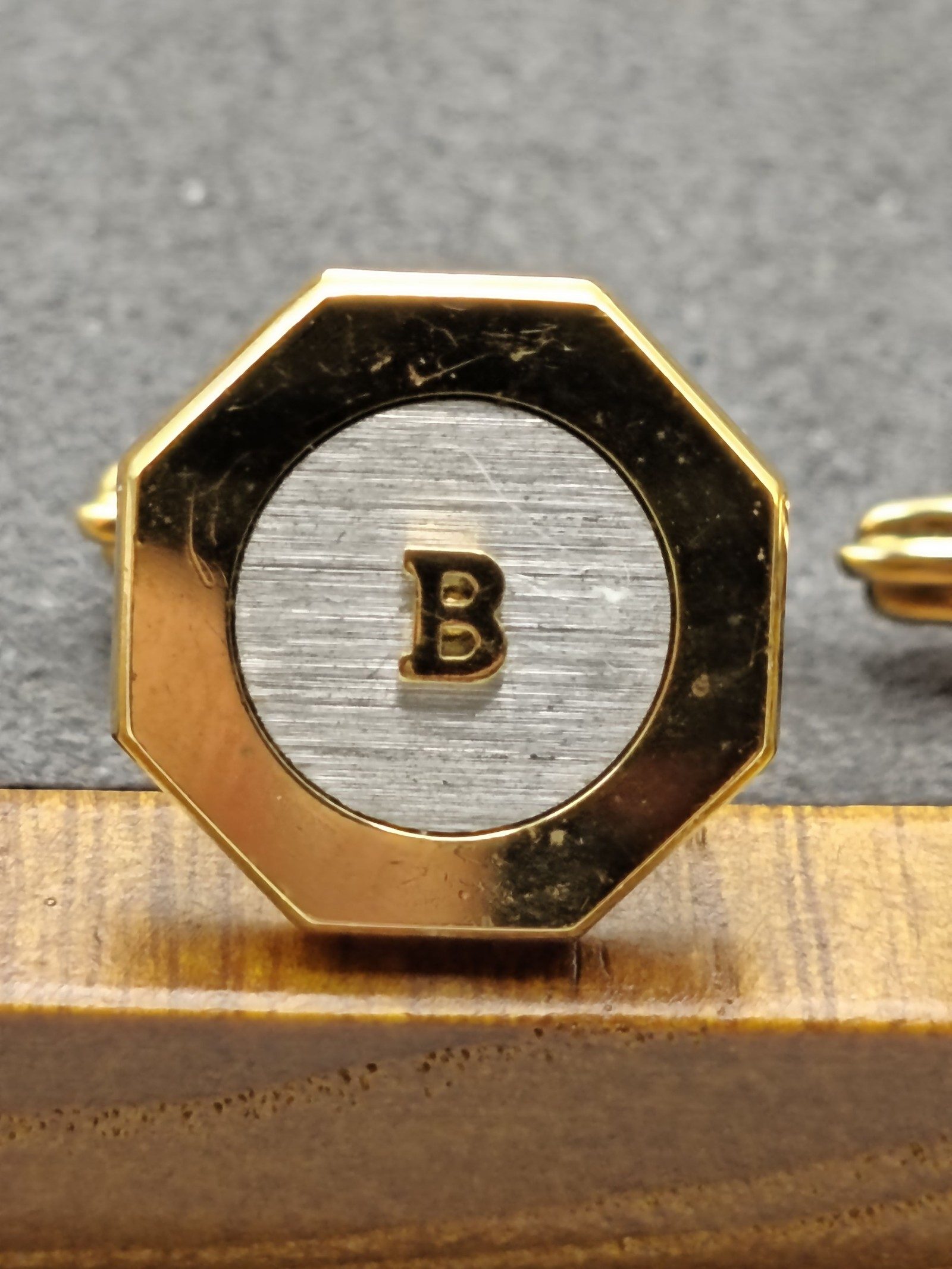 Bally Gold & Silver Mens Cufflinks Octagonal image 5