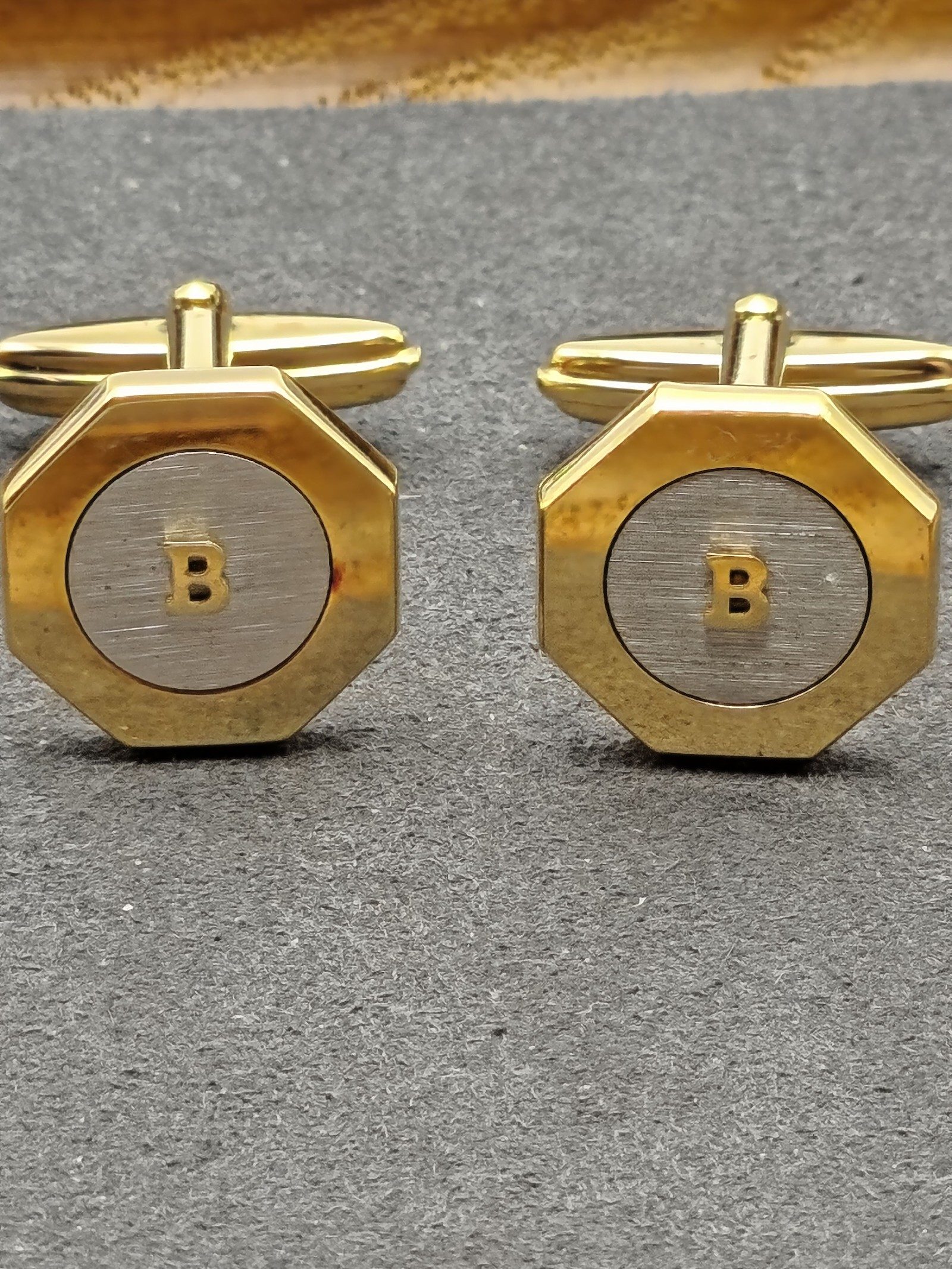 Bally Gold & Silver Mens Cufflinks Octagonal image 9