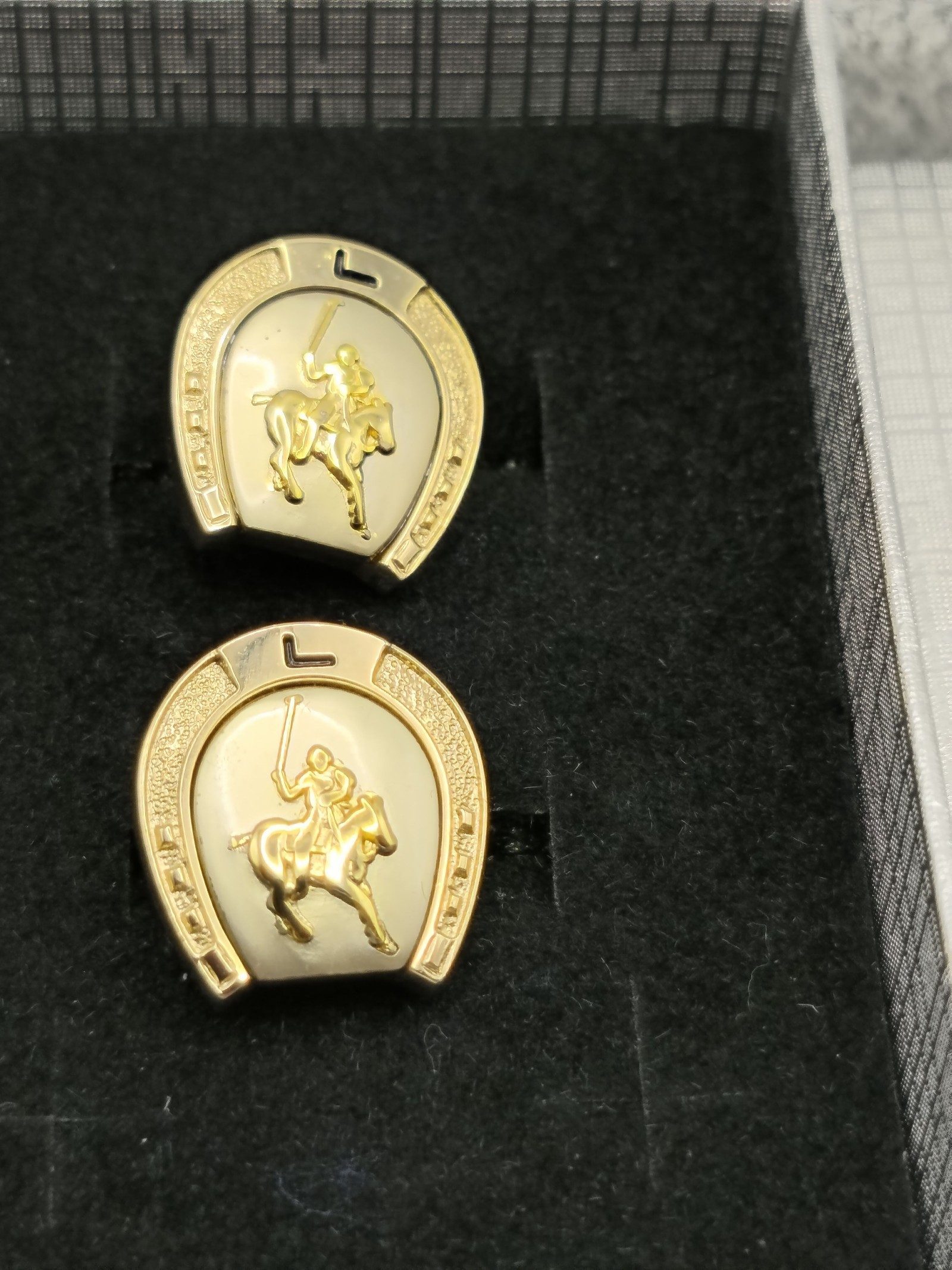 Lancel Gold Polo Player Horseshoe Cufflinks image 2
