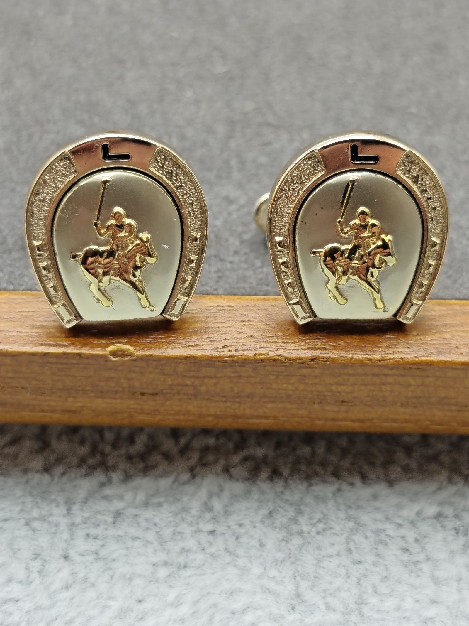 Lancel Gold Polo Player Horseshoe Cufflinks image 3
