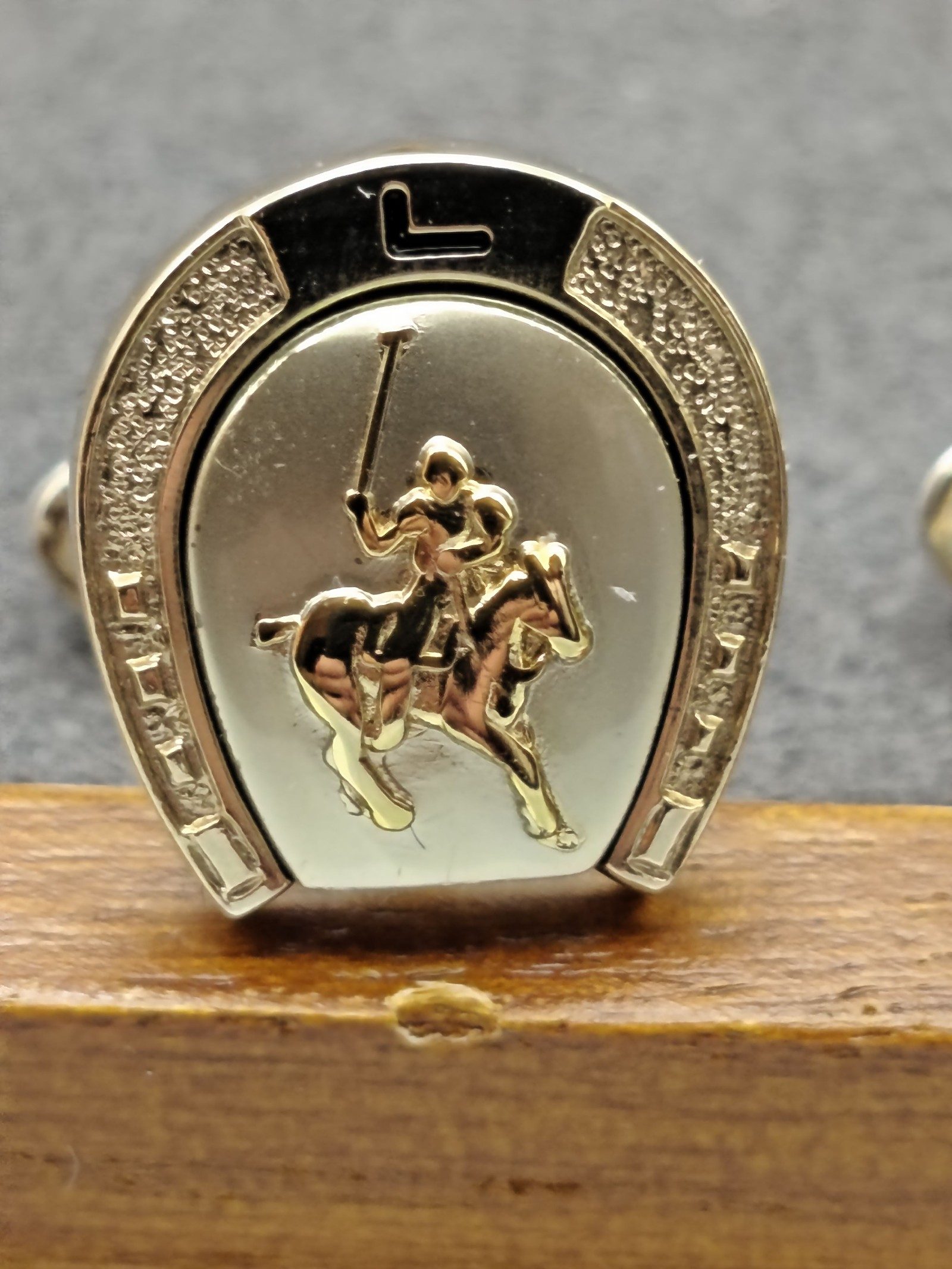 Lancel Gold Polo Player Horseshoe Cufflinks image 5
